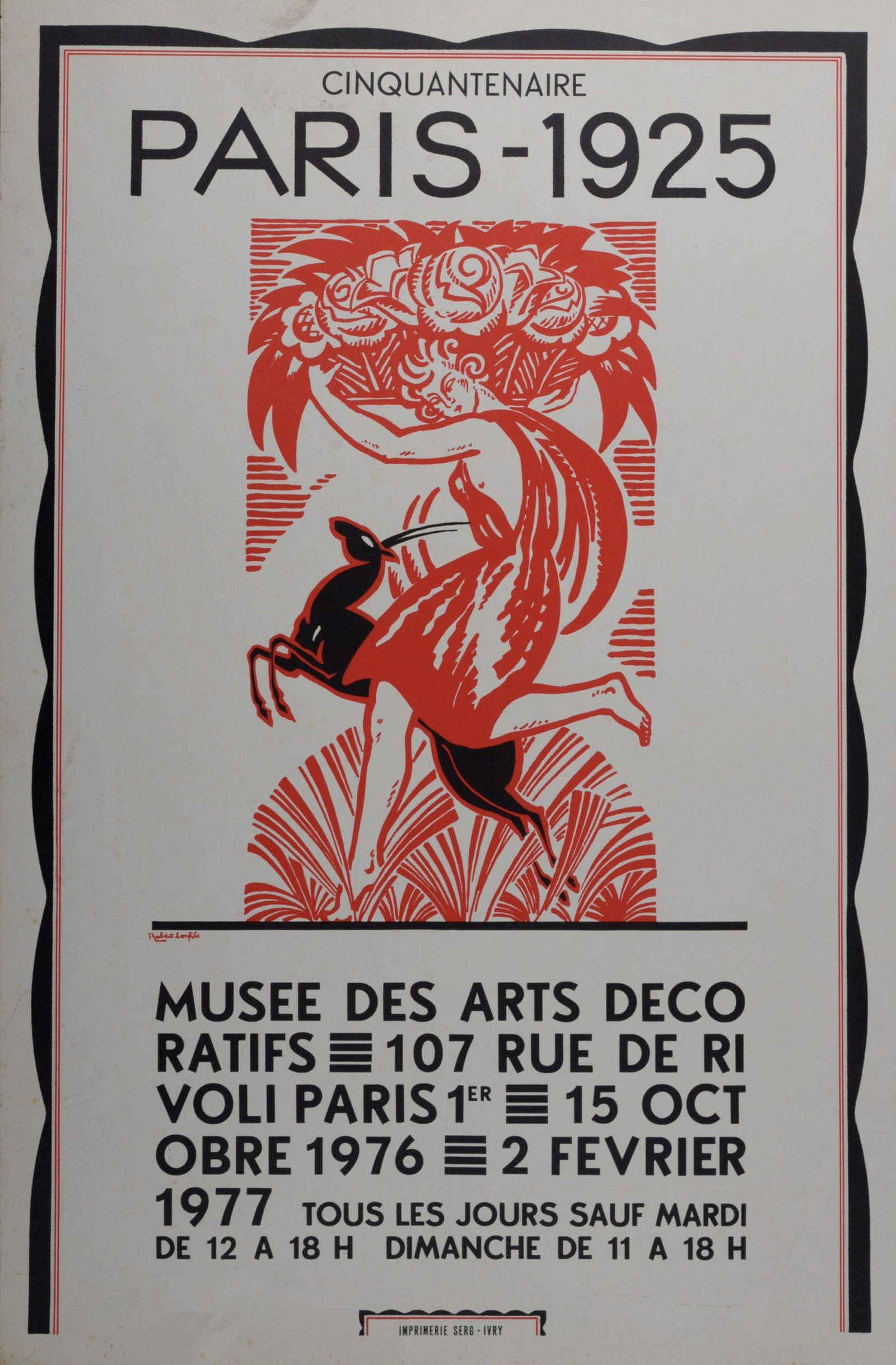 Robert Bonfils (After) - Paris 1925 - Musee des Arts Decoratifs, 1976: Robert Bonfils (After) Paris 1925 - Musee des Arts Decoratifs, 1976 Lithographic poster in color for the Exhibition of Modern Decorative Arts and Industrial, Paris, reissued in 1976 by the Museum of