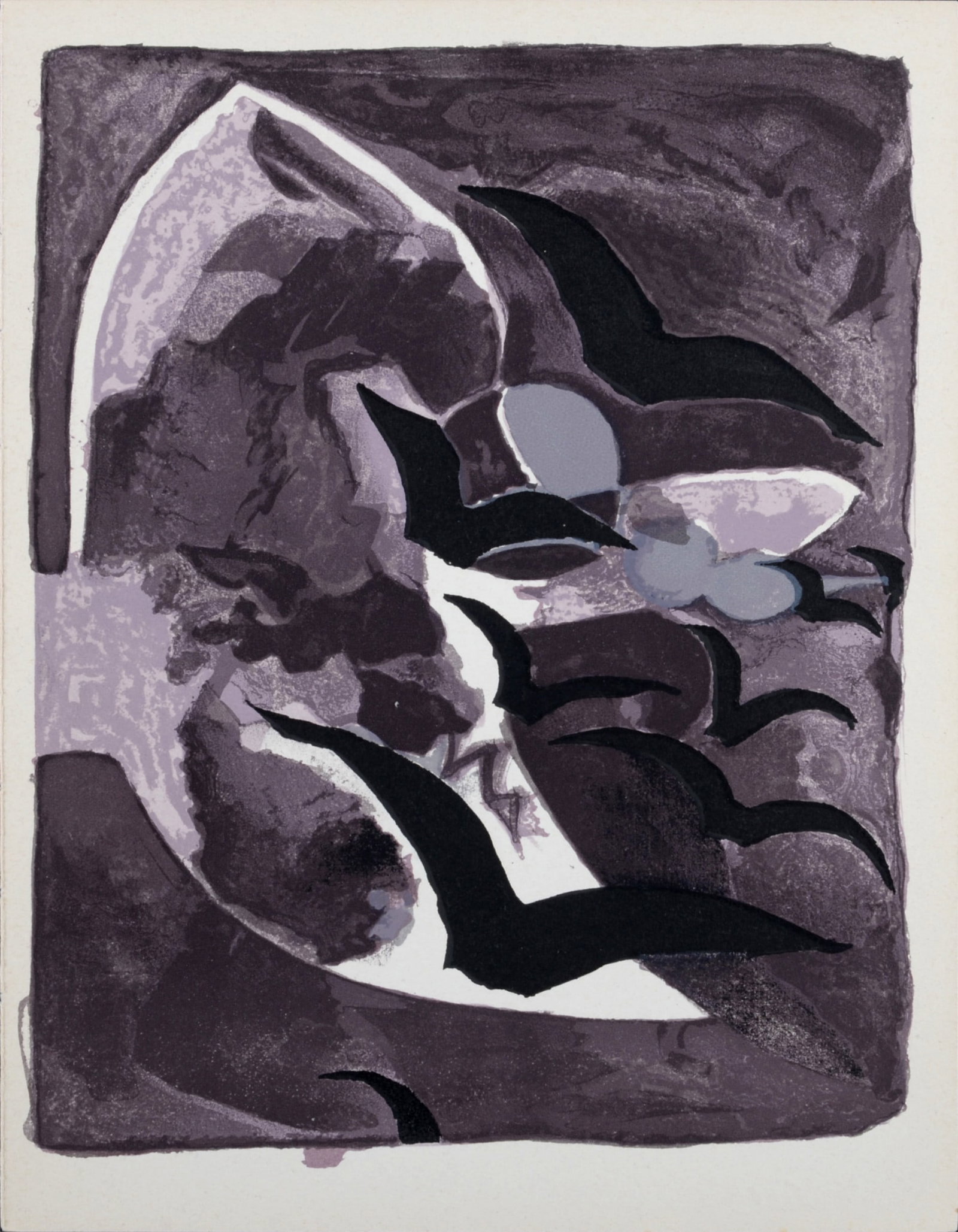 Georges Braque : Les Oiseaux de nuit, 1964: Georges Braque (1882-1963) Les Oiseaux de nuit, 1964 Lithograph on wove paper. +Size of the sheet : 29,5 x 21 cm / 11,6 × 8,3 in Edition of 2000 proofs. Printed by Mourlot. Published in « Prints