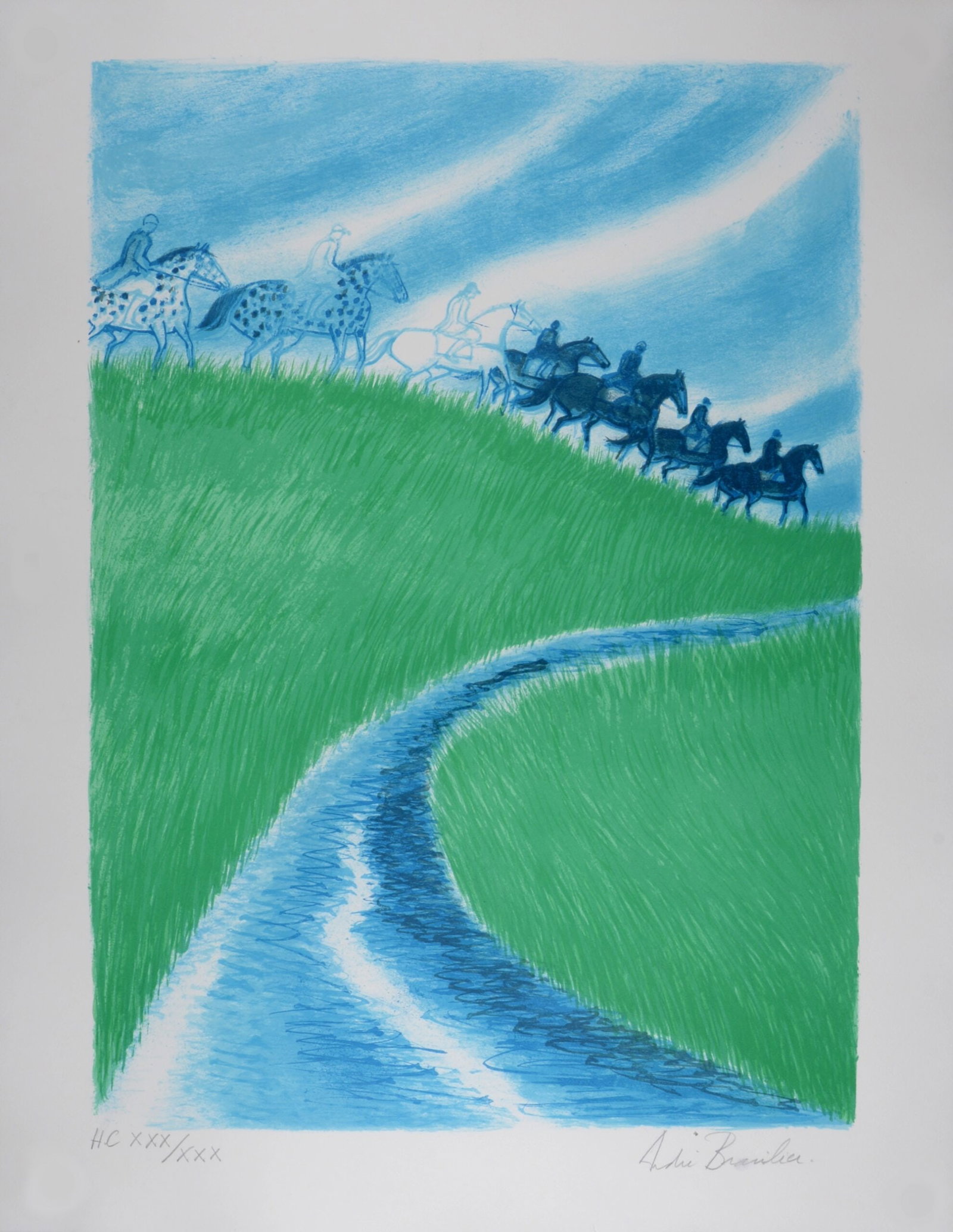 Andre Brasilier : Natura Nostra, 1990 - Hand-signed: Andre Brasilier (1929-) Natura Nostra, 1990 Lithograph in colors on Velin paper. Hand-signed in pencil lower right margin. Annotated in pencil "HC XXX/ XXX" ("Hors commerce") lower left margin.