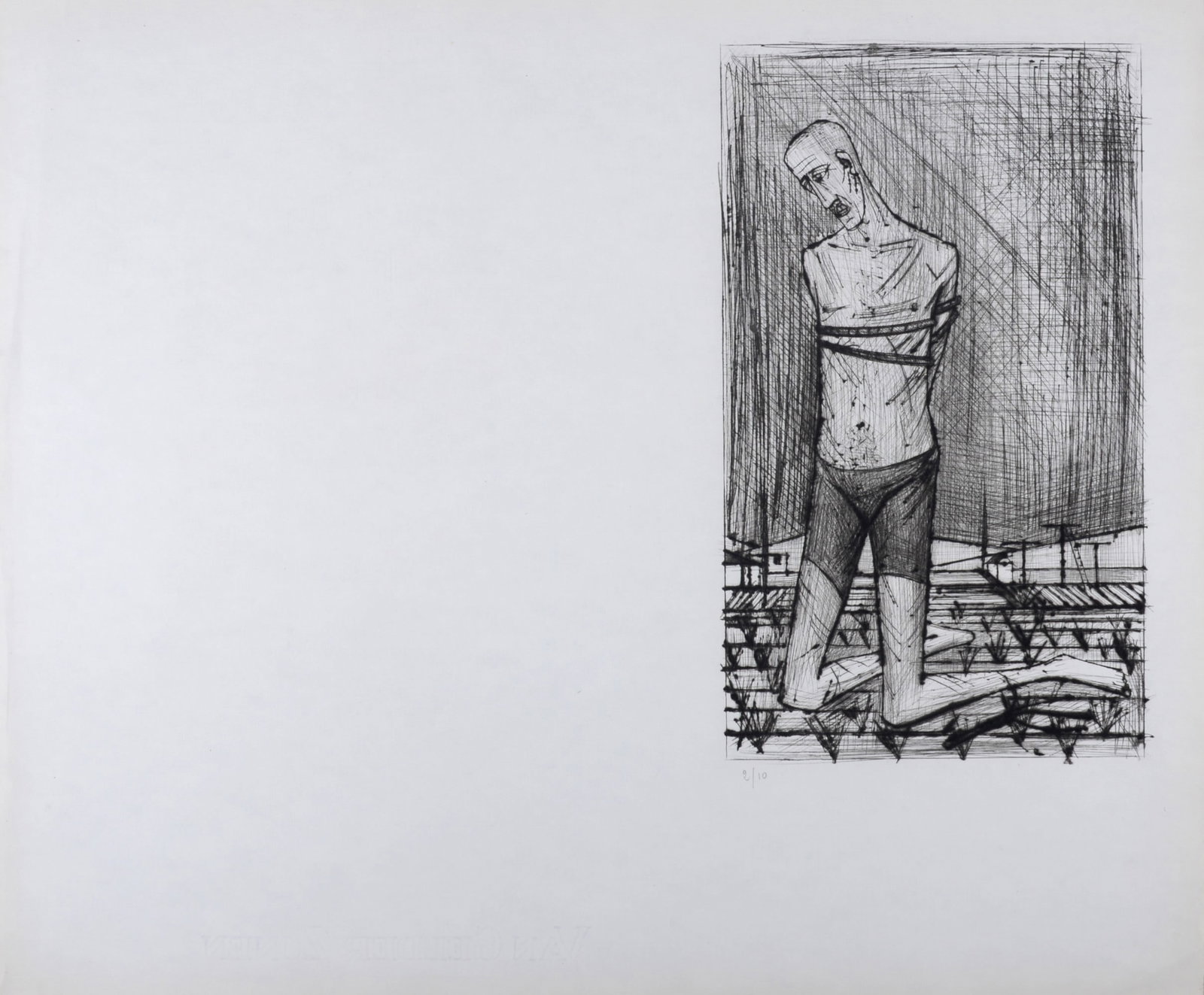 Bernard Buffet : A genoux, La Passion du Christ, 1954 (1 of 6)