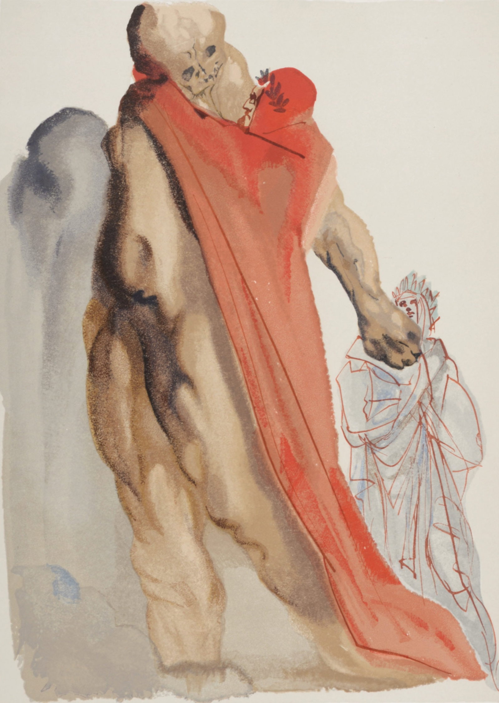 Salvador Dali - Les reproches de Virgile, 1963: Salvador Dali (1904-1989) Les reproches de Virgile, 1963 Woodcut print on BFK Rives paper. A beautiful print by Salvador Dali! Dimensions: +Size of the sheet: 33 x 26,5 cm / 12,9 x 10,4 in. Issued fro