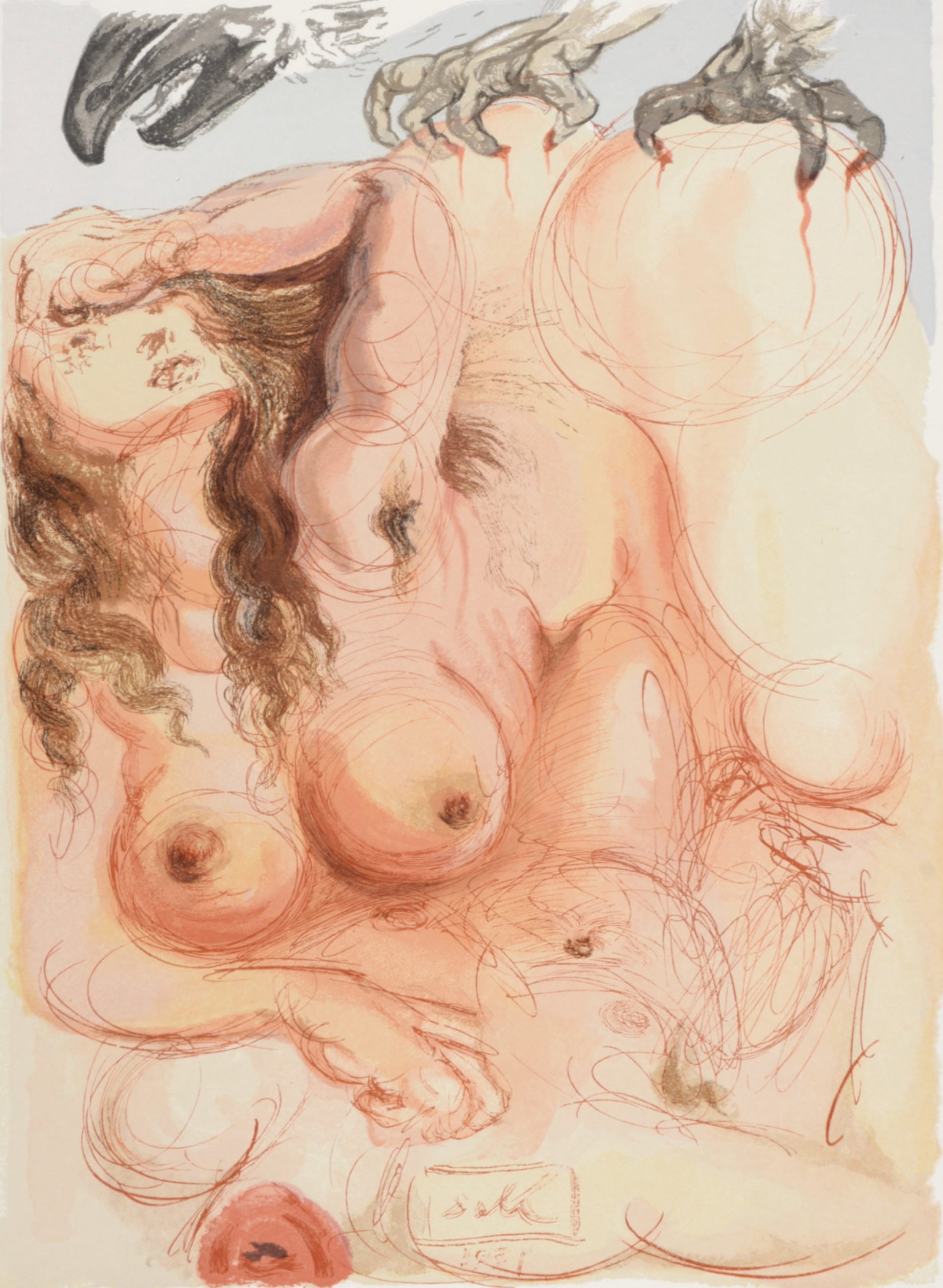 Salvador Dali - Le songe, 1963: Salvador Dali (1904-1989) Le songe, 1963 Woodcut print on BFK Rives paper. Signed on the plate. A beautiful print by Salvador Dali! Dimensions: +Size of the sheet: 33 x 26,5 cm / 12,9 x 10,4 in. Issue