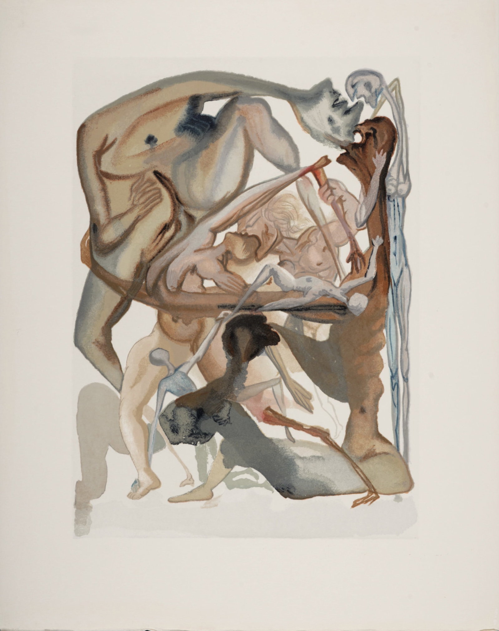 Salvador Dali - Au bord du 7eme bolge, 1963: Salvador Dali (1904-1989) Au bord du 7eme bolge, 1963 Woodcut print on BFK Rives paper. A beautiful print by Salvador Dali! Dimensions: +Size of the sheet: 33 x 26,5 cm / 12,9 x 10,4 in. Issued from t