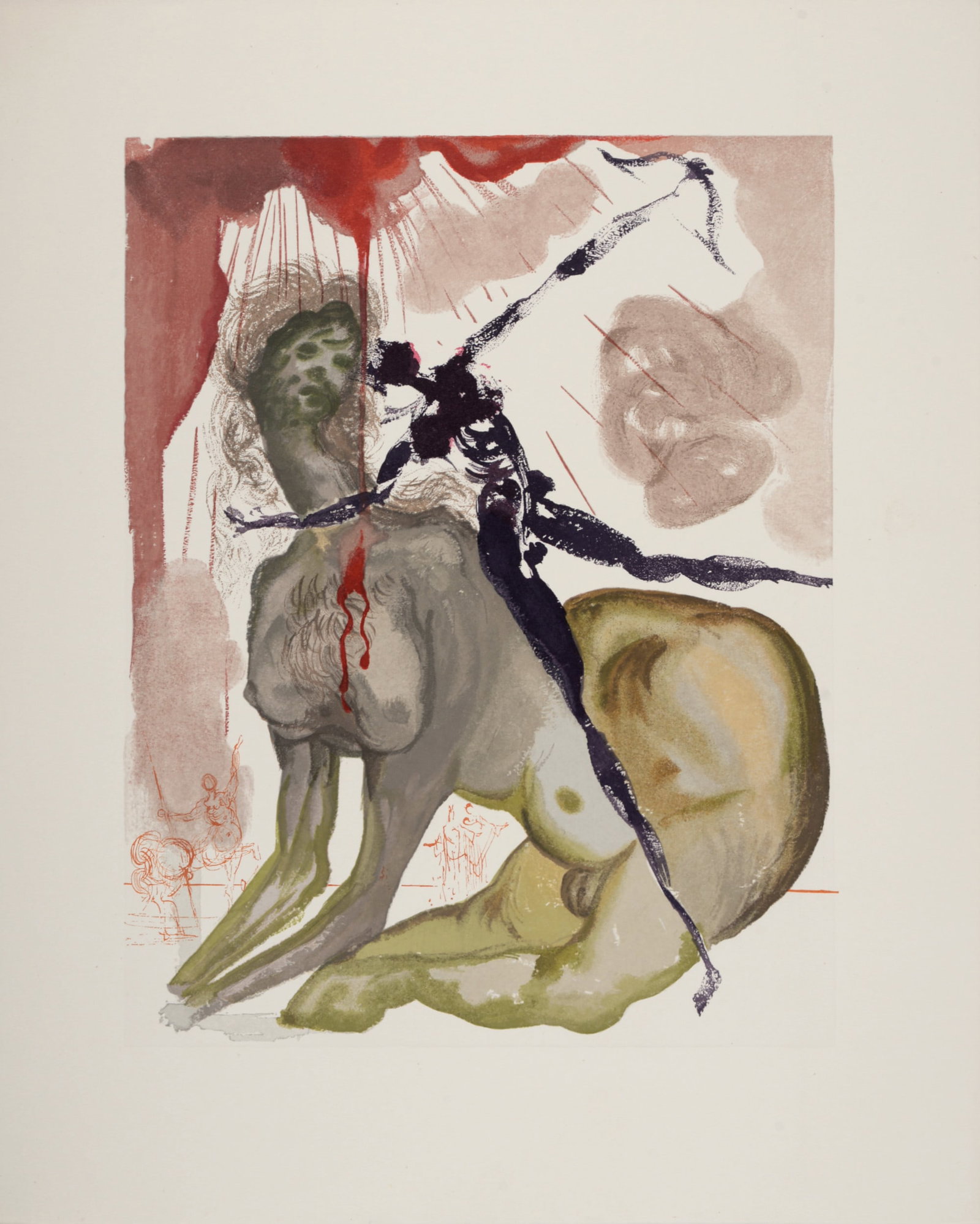Salvador Dali : Le Minotaure, 1963: Salvador Dali (1904-1989) Le Minotaure, 1963 Woodcut print on BFK Rives paper. A beautiful print by Salvador Dali! Dimensions: +Size of the sheet: 33 x 26,5 cm / 12,9 x 10,4 in. Issued from the French