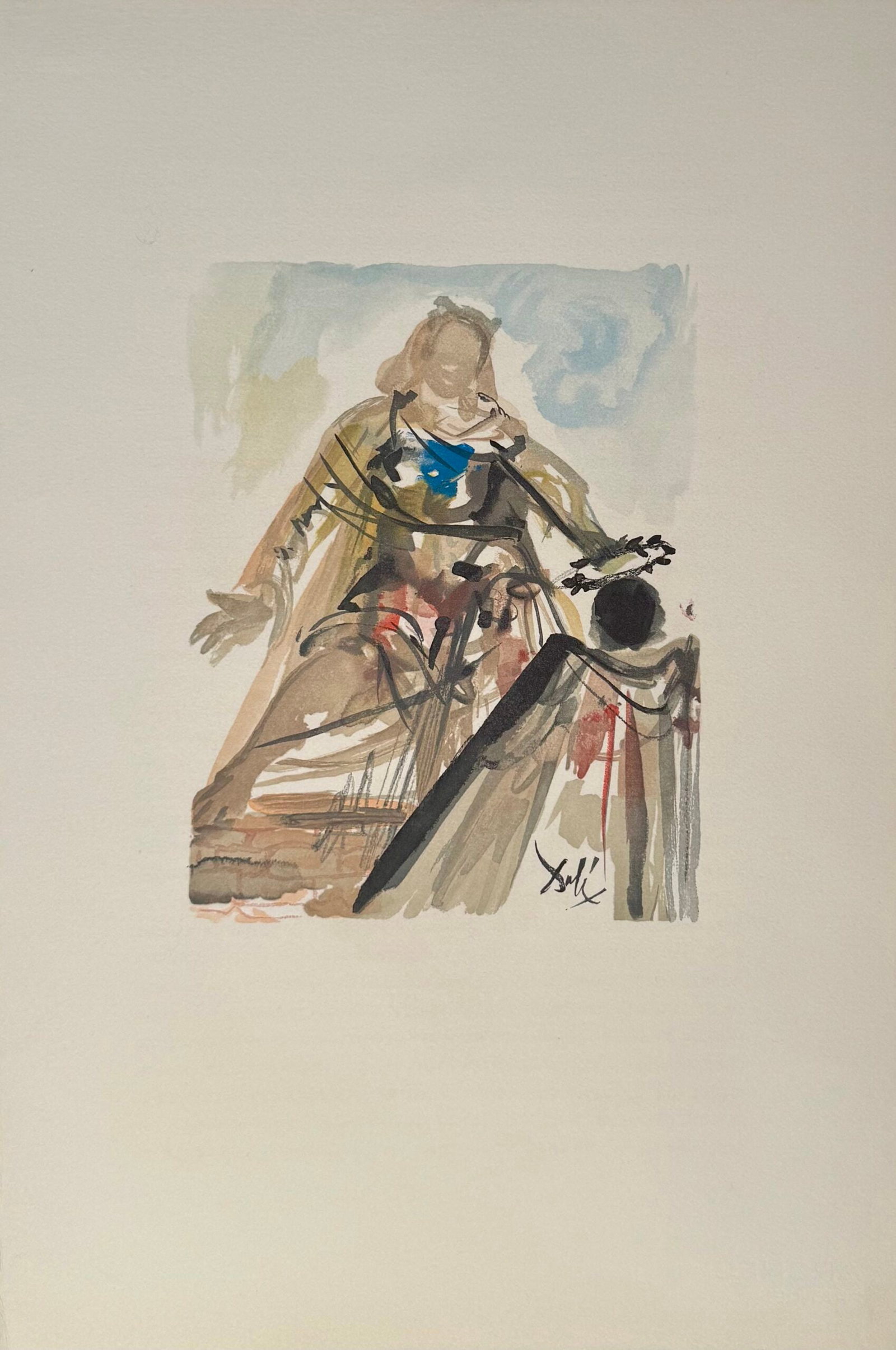 Salvador Dali - On voit cette reine, 1979: Salvador Dali (1904-1989) On voit cette reine, 1979 Woodblock in colors on "Arches paper" Size edition : 201 Signed in the plate Dimensions: + Size of the sheet : 55,5 x 37,5 cm - 21,85 × 14,76 in. R