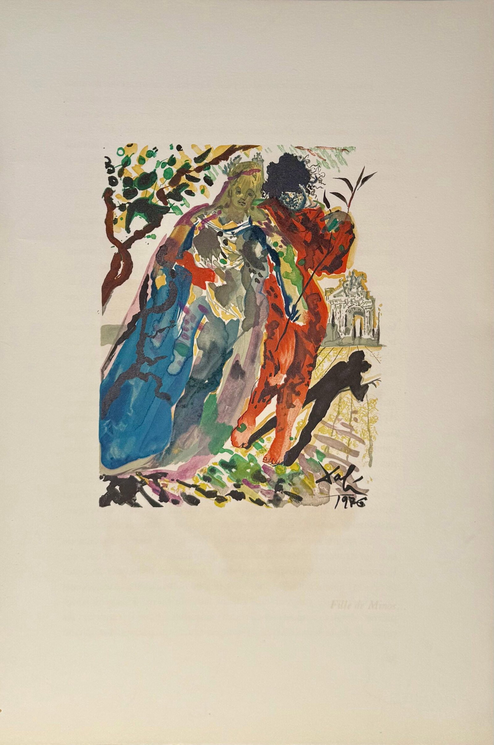Salvador Dali - Fille de Minos, 1979: Salvador Dali (1904-1989) Fille de Minos, 1979 Woodblock in colors on "Arches paper" Size edition : 201 Signed in the plate Dimensions: + Size of the sheet : 55,5 x 37,5 cm - 21,85 × 14,76 in. Refere