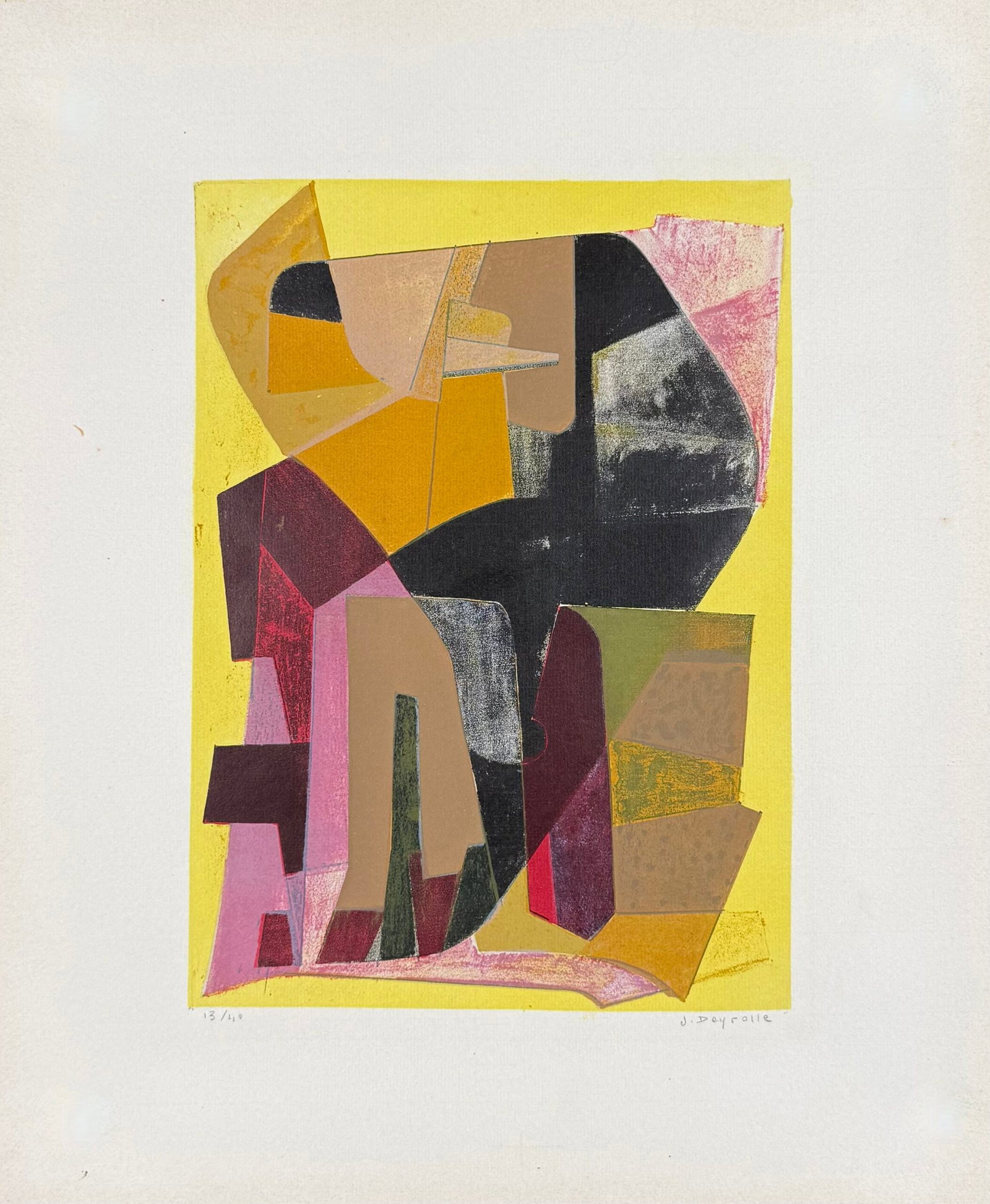 Jean Deyrolle : Abstract Composition #3, 1950 - Hand-signed (1 of 4)