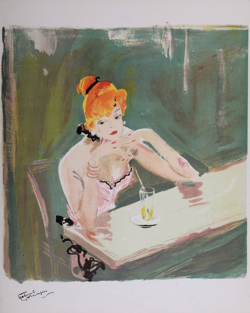 Jean-Gabriel Domergue - La Parisienne : Mauricette, 1956: Jean-Gabriel Domergue (1889 - 1962) La Parisienne : Mauricette, 1956 Lithograph in colors on velin Pur Fil du Marais. Signed on the plate lower left margin. Dimensions : + Size of the sheet : 41 x 32.