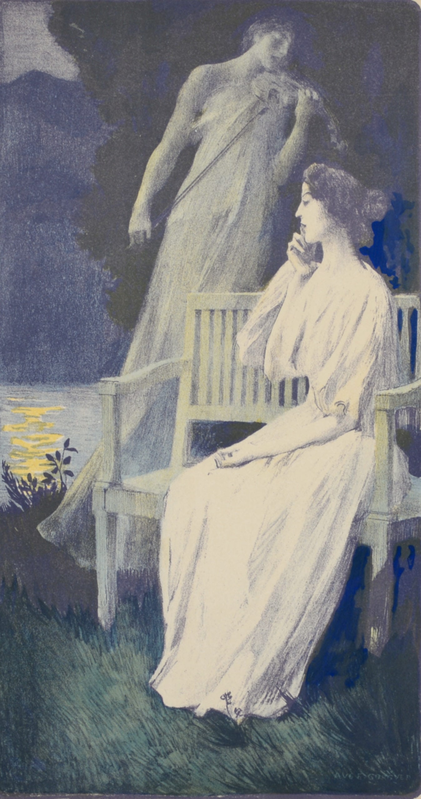 Auguste GORGUET - L'Estampe Moderne : Andante Nocturne, 1897: Auguste Gorguet (1862-1927) Andante Nocturne, 1897 Lithograph on wove paper. Signed on the plate lower right margin. L'Estampe Moderne's blind stamp on the bottom right corner. Dimensions: +Size of th