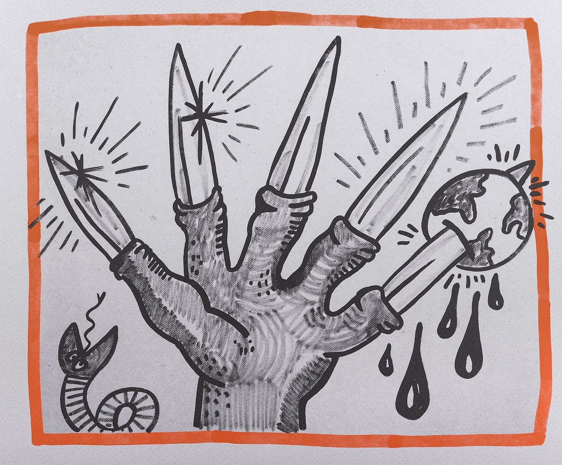 Keith Haring - Against all Odds : Untitled, 1990: Keith Haring (1958-1990) Untitled, 1990 Original lithograph on acid-free Rivoli paper. The edition consists of 2500 hardcover copies. The plate itself is unsigned and not numbered. Dimensions: + Size 
