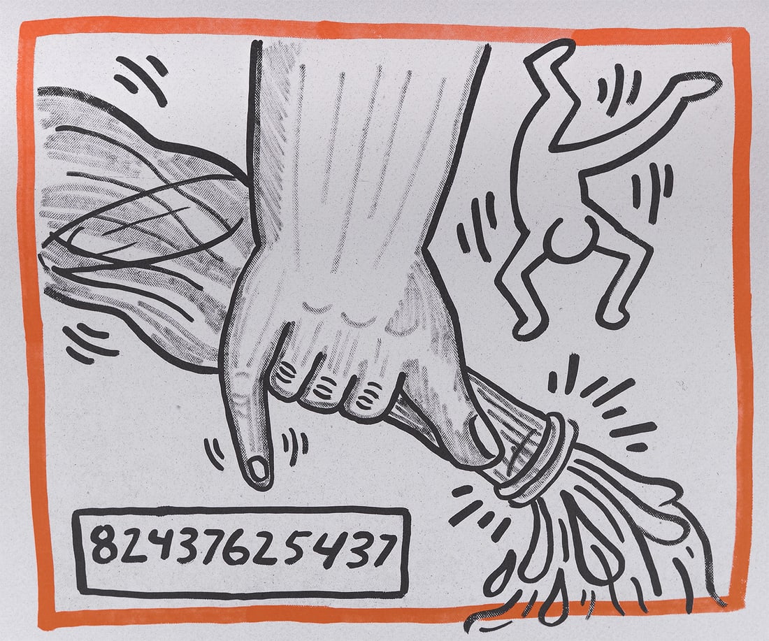 Keith Haring - Against all Odds, 1990: Keith Haring (1958-1990) Against all Odds, 1990 Original lithograph on acid-free Rivoli paper. The edition consists of 2500 hardcover copies. Dimensions: + Size of the sheet: 21,7 x 26,2 cm / 8,5 x 10