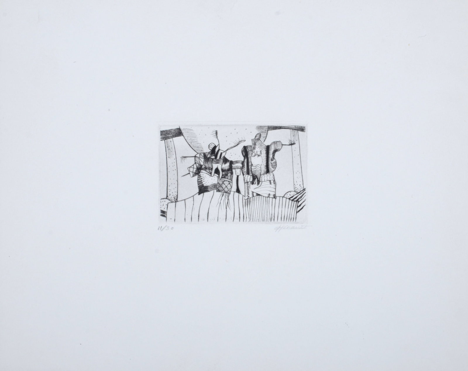 Claire Henault : Composition, circa 1970 - Hand-signed (1 of 5)