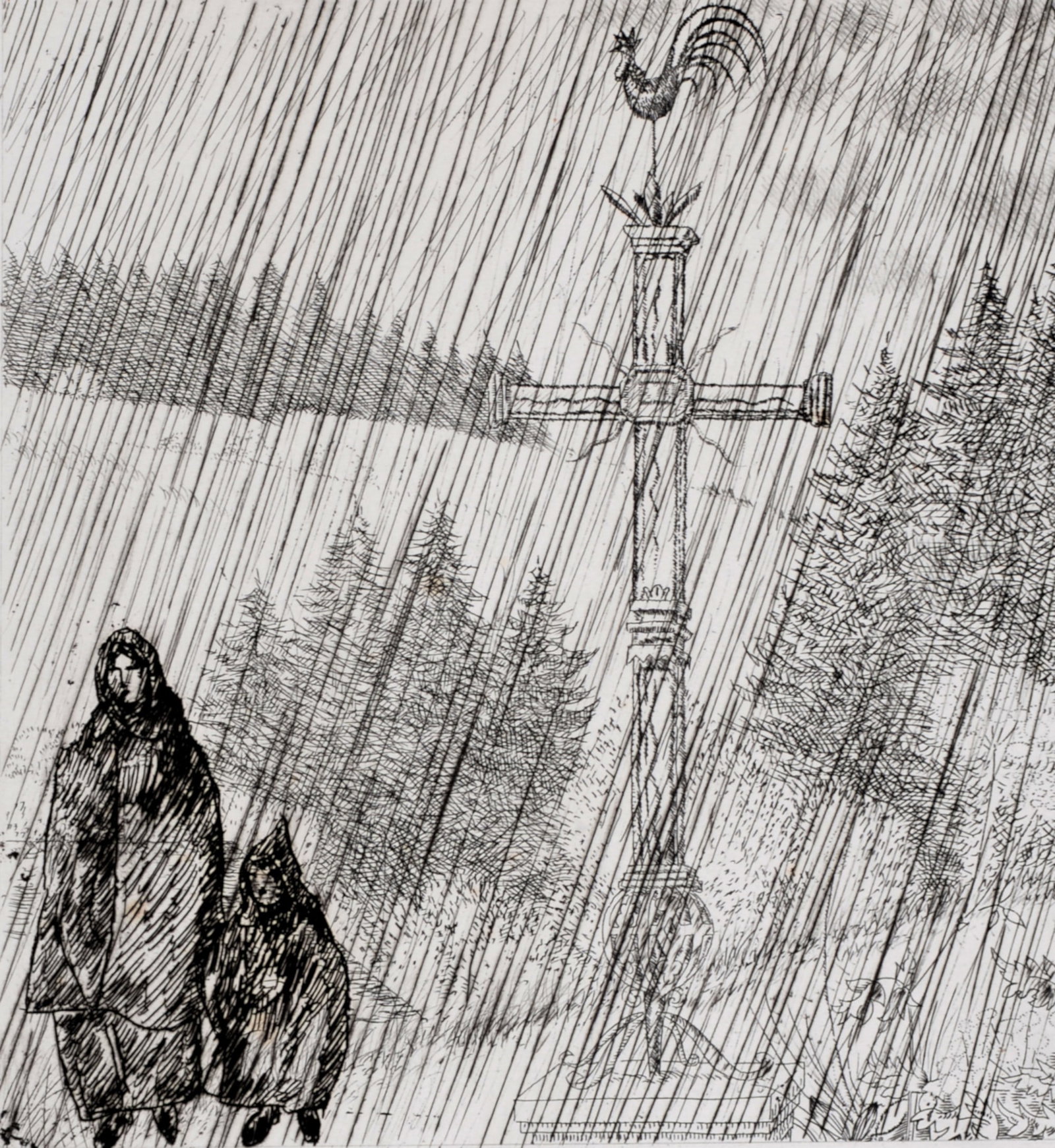 Jean Emile Laboureur - Bretagne : Promenade au calvaire, 1946: Jean Emile Laboureur (1877-1943) Bretagne : Promenade au calvaire, 1946 Etching (Eau-forte) on Velin de Rives BFK paper. One of the 262 copies on Velin de Rives BFK paper, out of a total edition of 30
