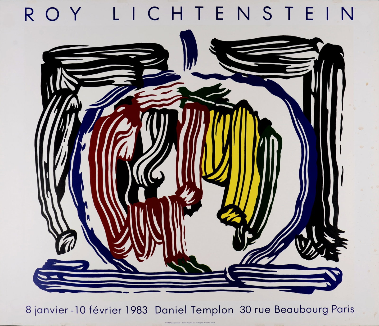 Roy Lichtenstein - Brushstroke Still Life With Apple, 1983: Roy Lichtenstein (1923-1997) Brushstroke Still Life With Apple, 1983 Large Offset Lithograph poster on glazed paper. Dimensions: + Size of the sheet: 64 x 75 cm / 25,1 x 29,5 in. + Size of the image: 