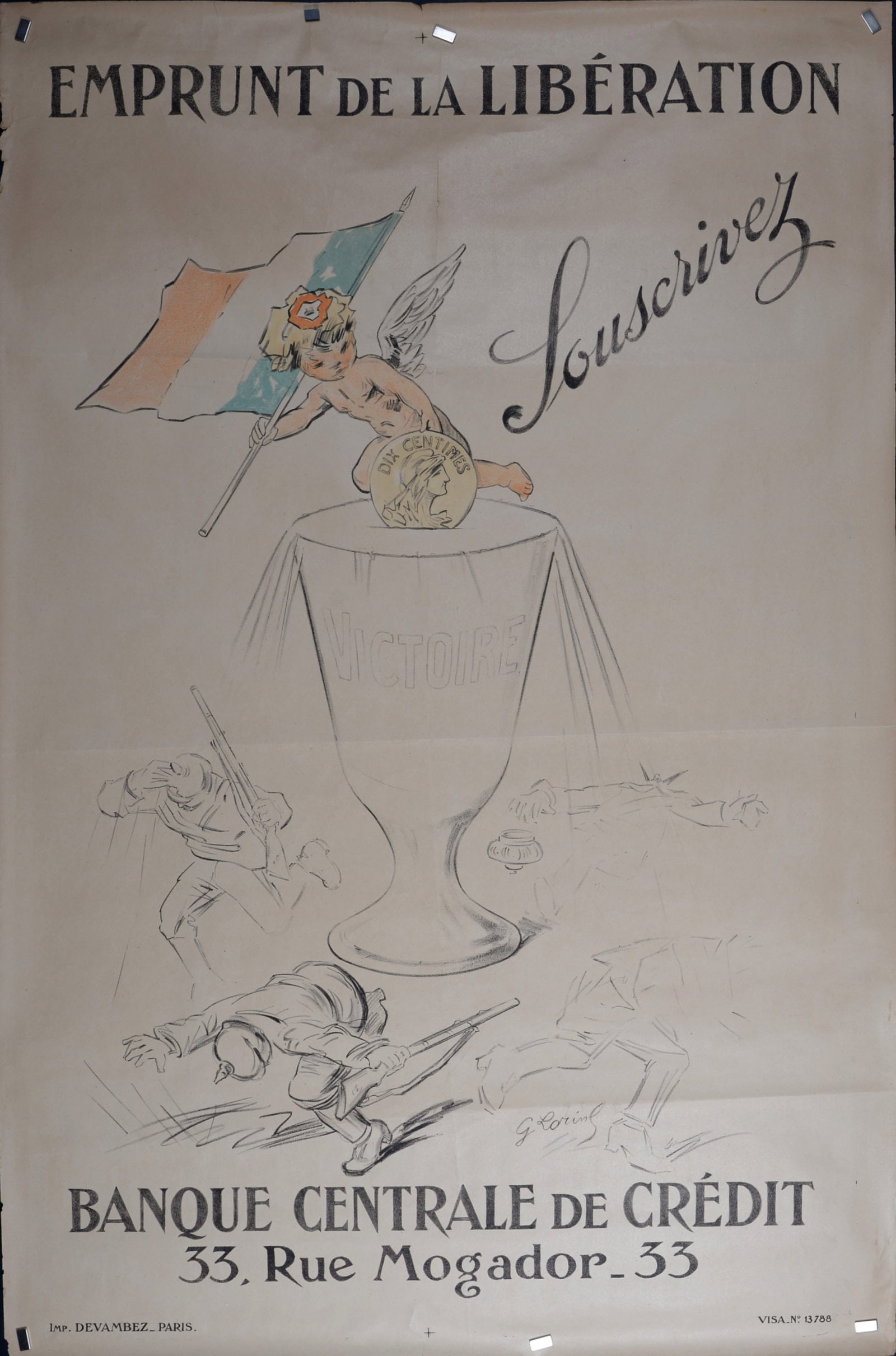 Georges Lorin : Emprunt de la Liberation, Souscrivez, Banque Centrale de Credit, 1918 (1 of 5)