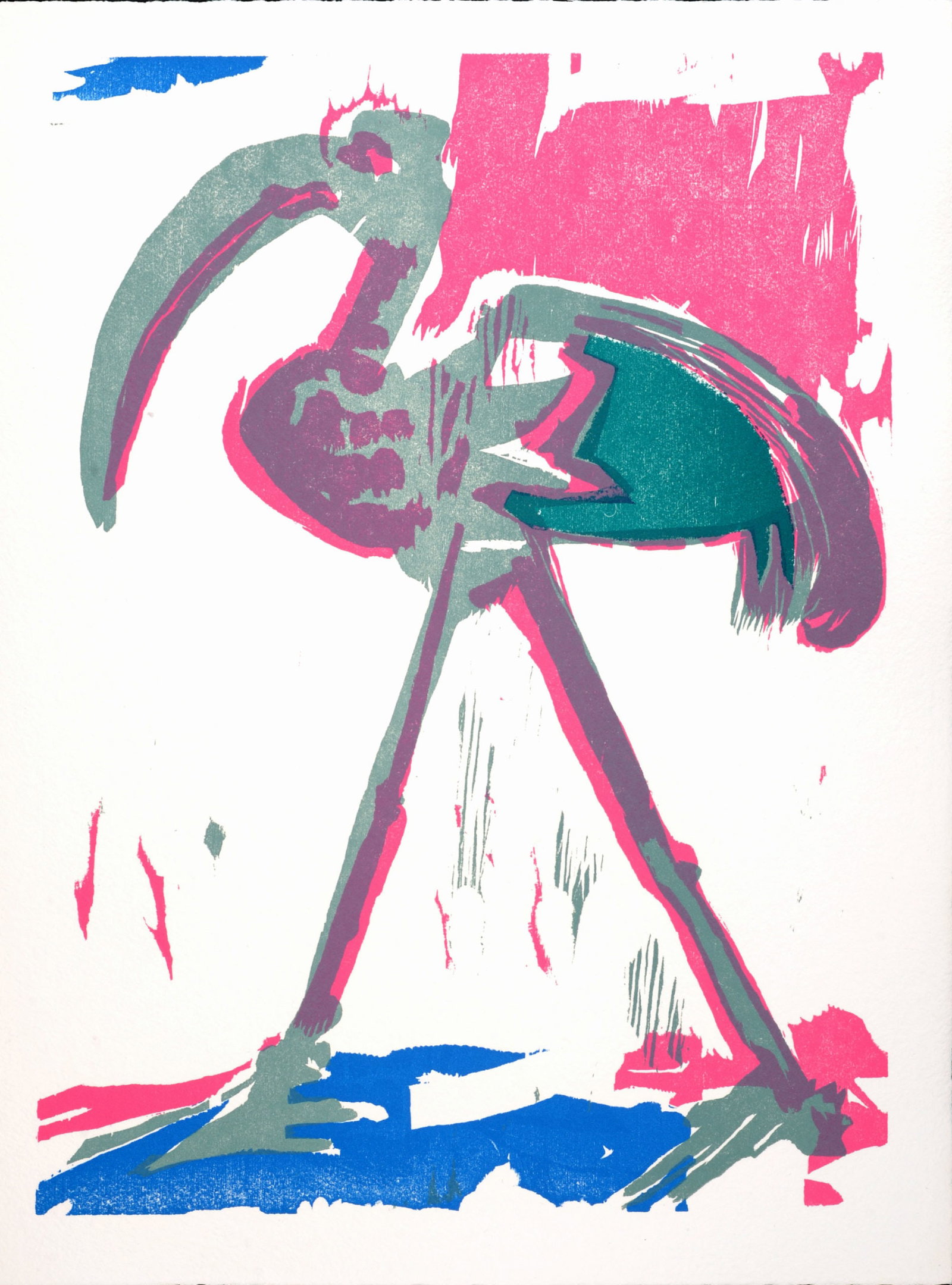 Bernard Lorjou - L'Ibis, 1965: Bernard Lorjou (1908-1986) L'Ibis, 1965 Woodcut print on Auvergne Richard de Bas paper. Edition of 200. Dimensions: + Size of the sheet: 38,5 x 28 cm / 15,1 x 11 in. + Size of the image: 34,5 x 25 cm 