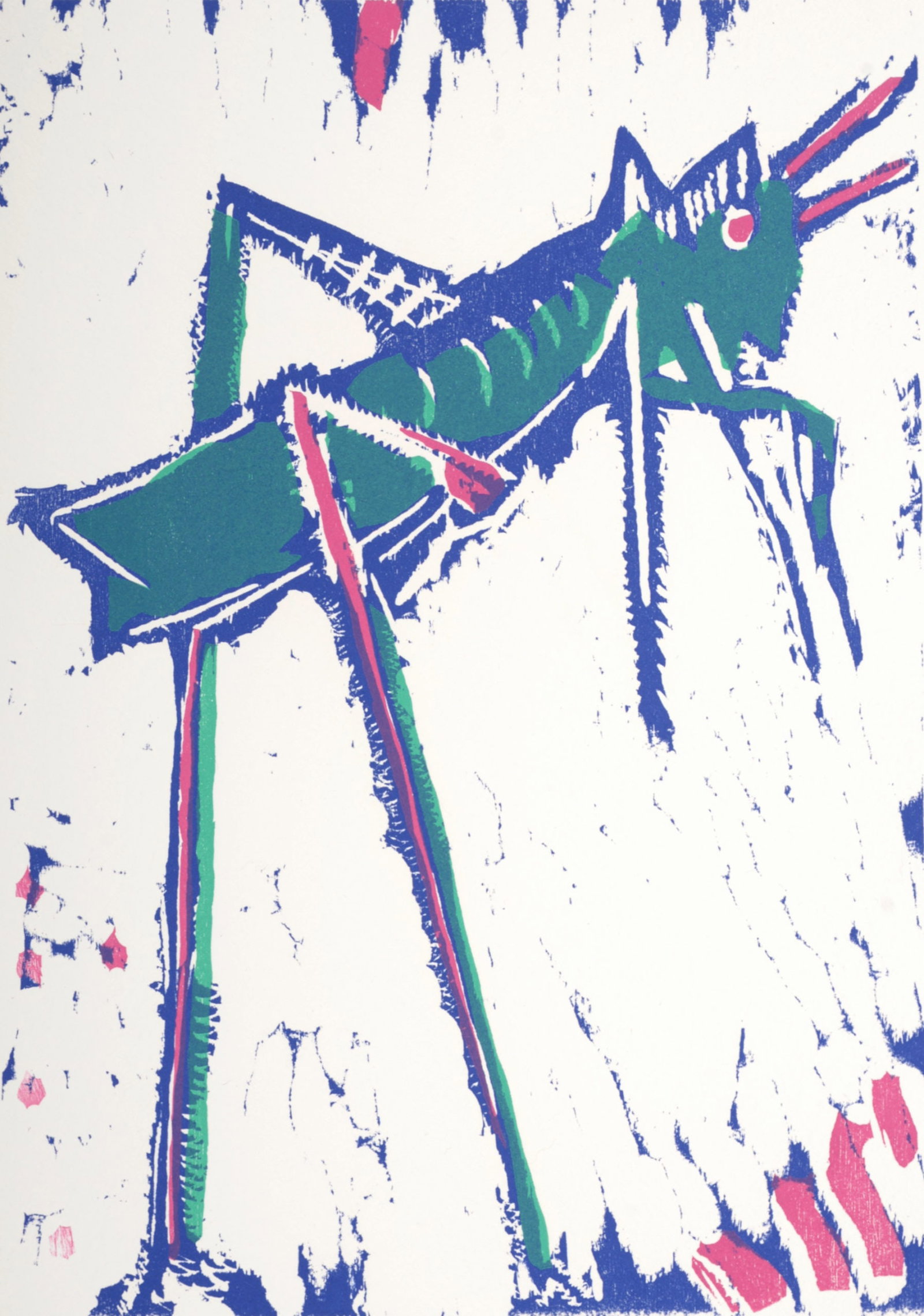 Bernard Lorjou - La Sauterelle, 1965: Bernard Lorjou (1908-1986) La Sauterelle, 1965 Woodcut print on Auvergne Richard de Bas paper. Edition of 200. Dimensions: + Size of the sheet: 38,5 x 28,3 cm / 15,1 x 11,1 in. + Size of the image: 35