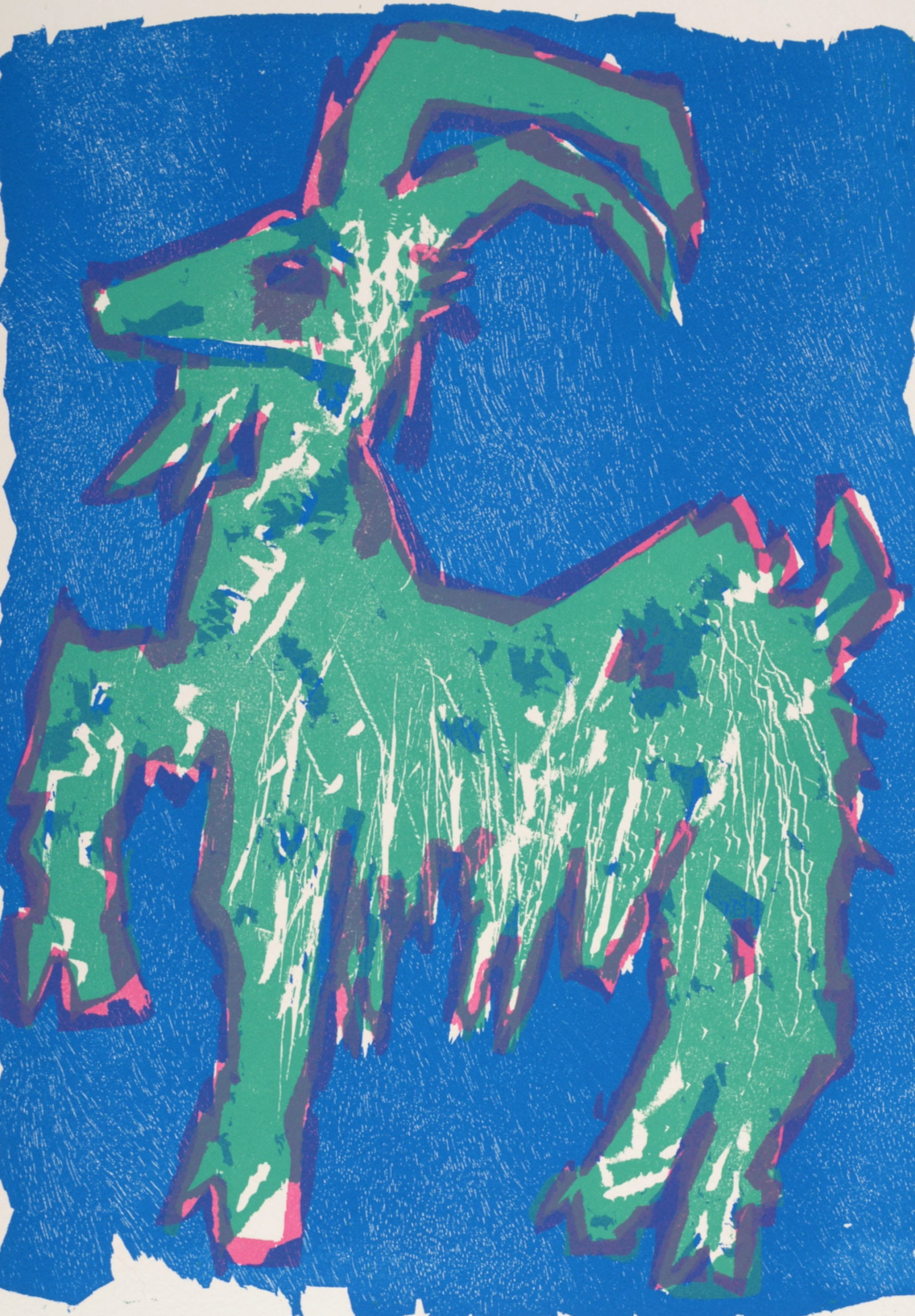 Bernard Lorjou - La Chevre du Thibet, 1965: Bernard Lorjou (1908-1986) La Chevre du Thibet, 1965 Woodcut print on Auvergne Richard de Bas paper. Edition of 200. Dimensions: + Size of the sheet: 38,5 x 28 cm / 15,1 x 11 in. + Size of the image: 