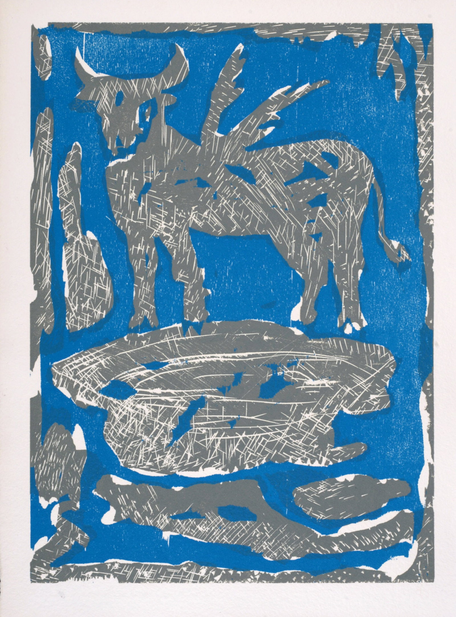 Bernard Lorjou (1908-1986) : Le Boeuf, 1965: Bernard Lorjou (1908-1986) Le Boeuf, 1965 Woodcut print on Auvergne Richard de Bas paper. Edition of 200. Dimensions: + Size of the sheet: 38,5 x 28,3 cm / 15,1 x 11,1 in. + Size of the image: 35 x 25