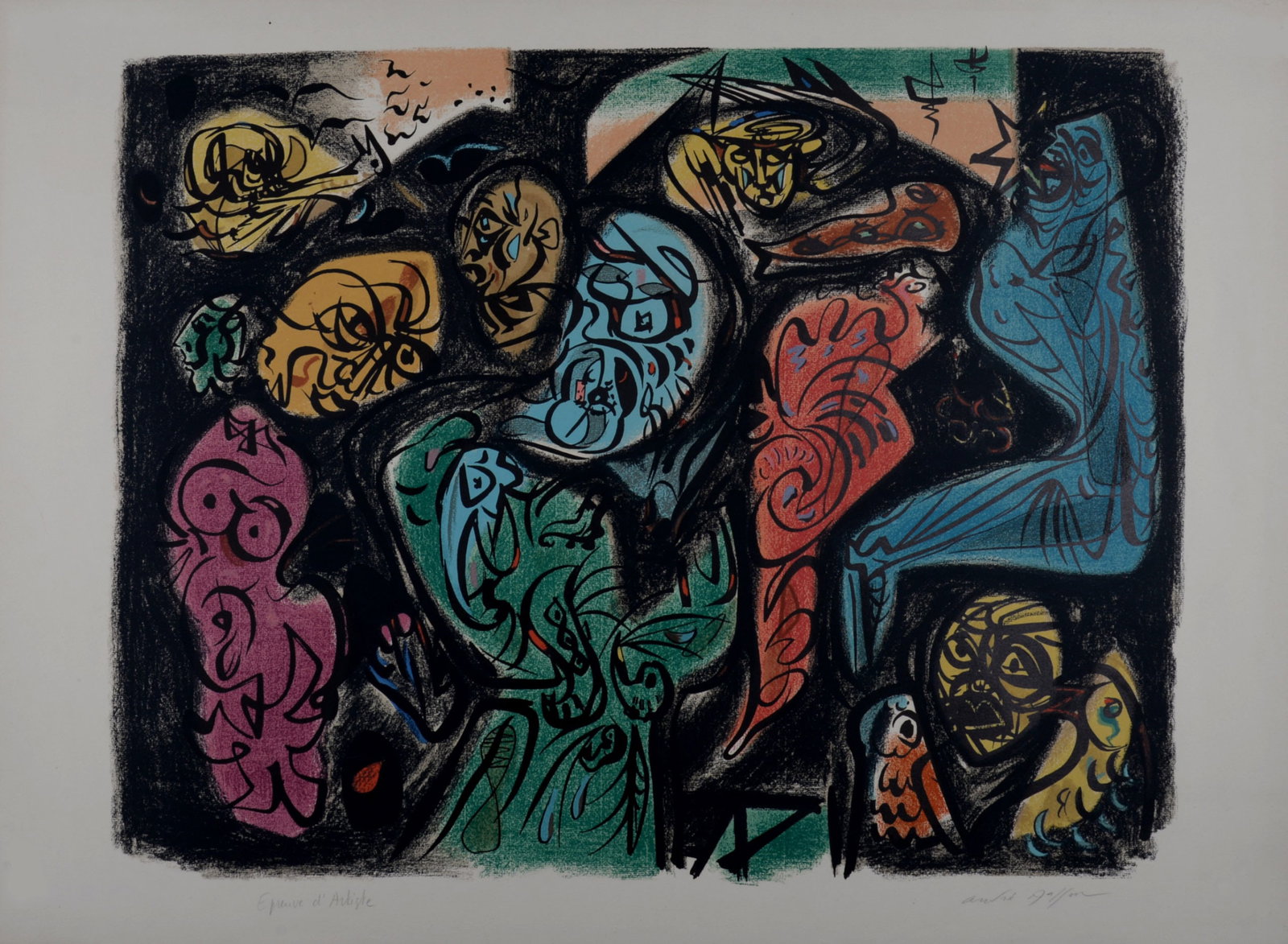 Andre Masson : Astres et visages, 1972 - Hand-signed (1 of 8)