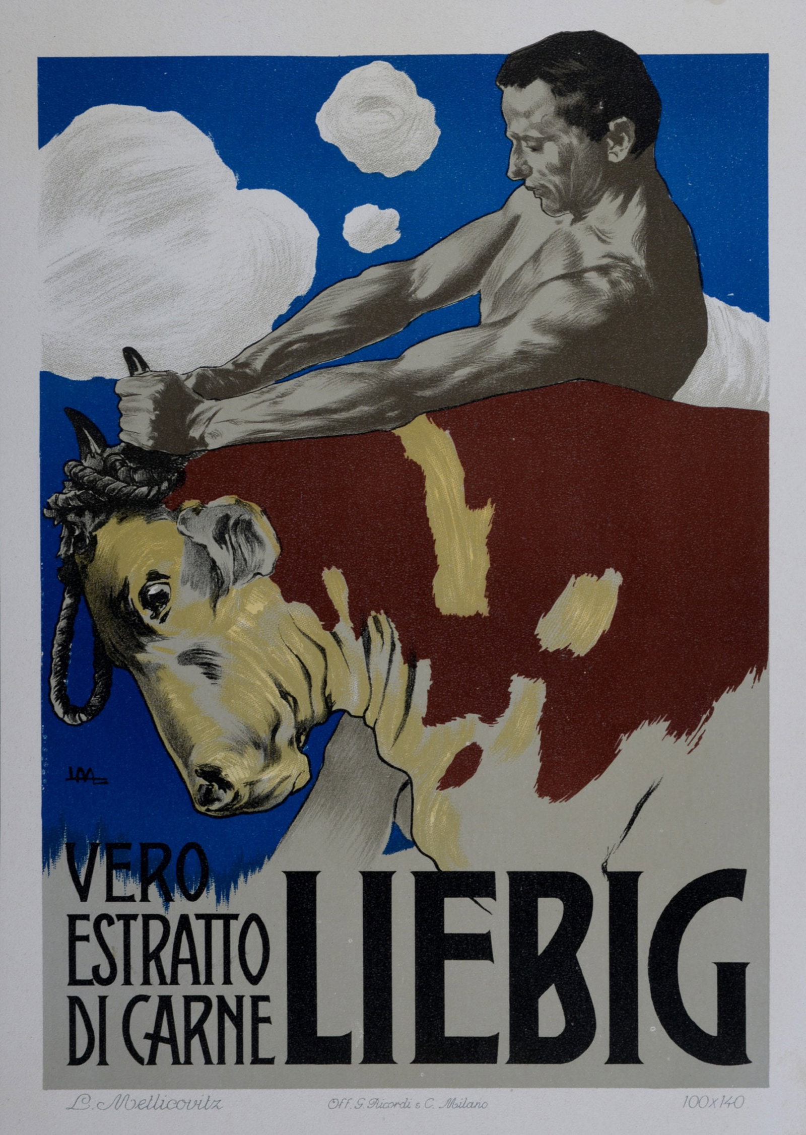 Leopoldo Metlicovitz - Liebig, 1914: Leopoldo Metlicovitz (1868-1944) Liebig, 1914 Lithograph on thick paper. Scarce lithograph from the iconic portfolio Ricordi! Dimensions: +Size of the sheet: 28.7 x 19,3 cm / 11,3 x 7,6 in. Printed by