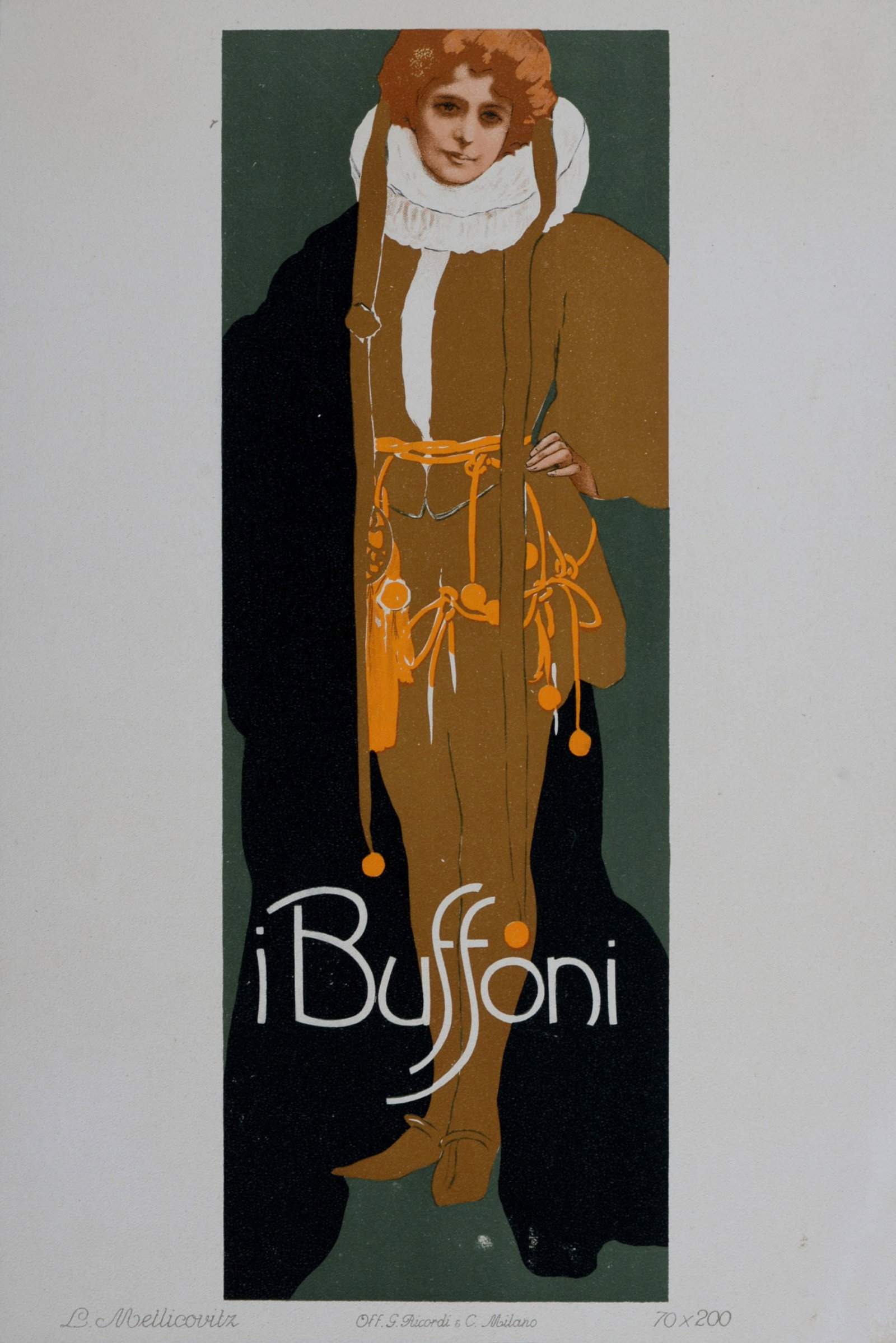 Leopoldo Metlicovitz - I Buffoni, 1914: Leopoldo Metlicovitz (1868-1944) I Buffoni, 1914 Lithograph on thick paper. Scarce lithograph from the iconic portfolio Ricordi! Dimensions: +Size of the sheet: 27,7 x 18,8 cm / 11 x 7,4 in. Printed b