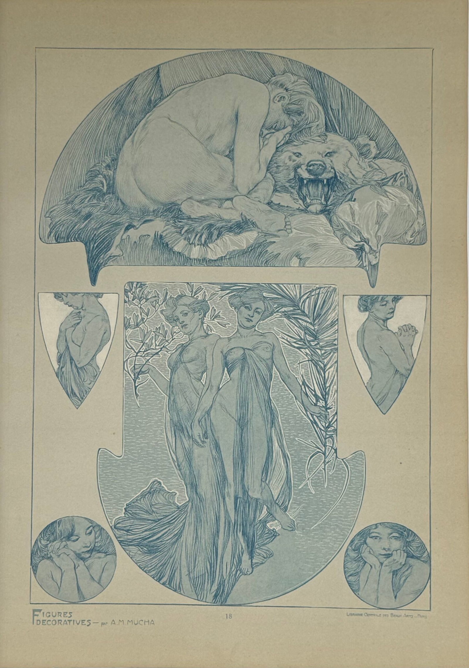Alphonse Mucha : Figures decoratives, 1902 pl. 18 (1 of 2)