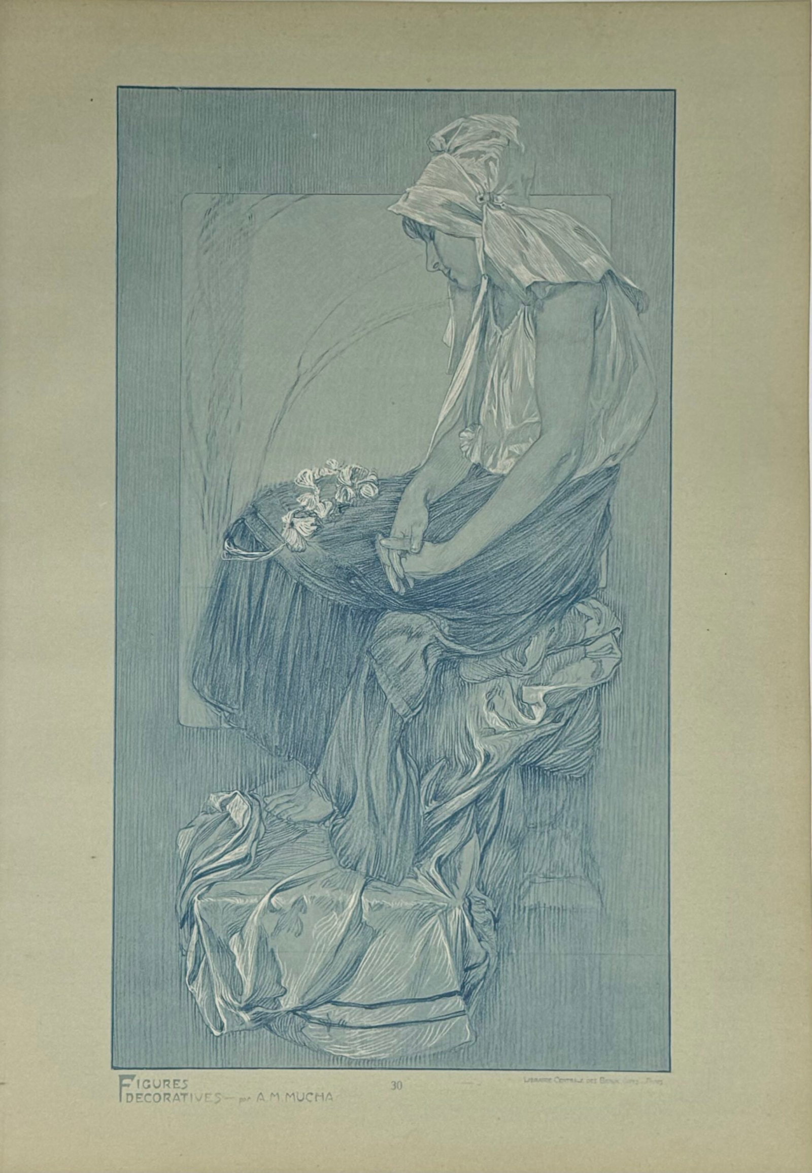 Alphonse Mucha : Figures decoratives, 1902 pl. 30: Alphonse MuchaFigures decoratives, Pl. 30, c. 1902 Lithograph on thick paper Sheet size: 45 × 33 cm (17 2/3 × 13 in.) Edited by Gabriel Mourey. Paris: Librairie Centrale des Beaux-Arts Shipping & Pa