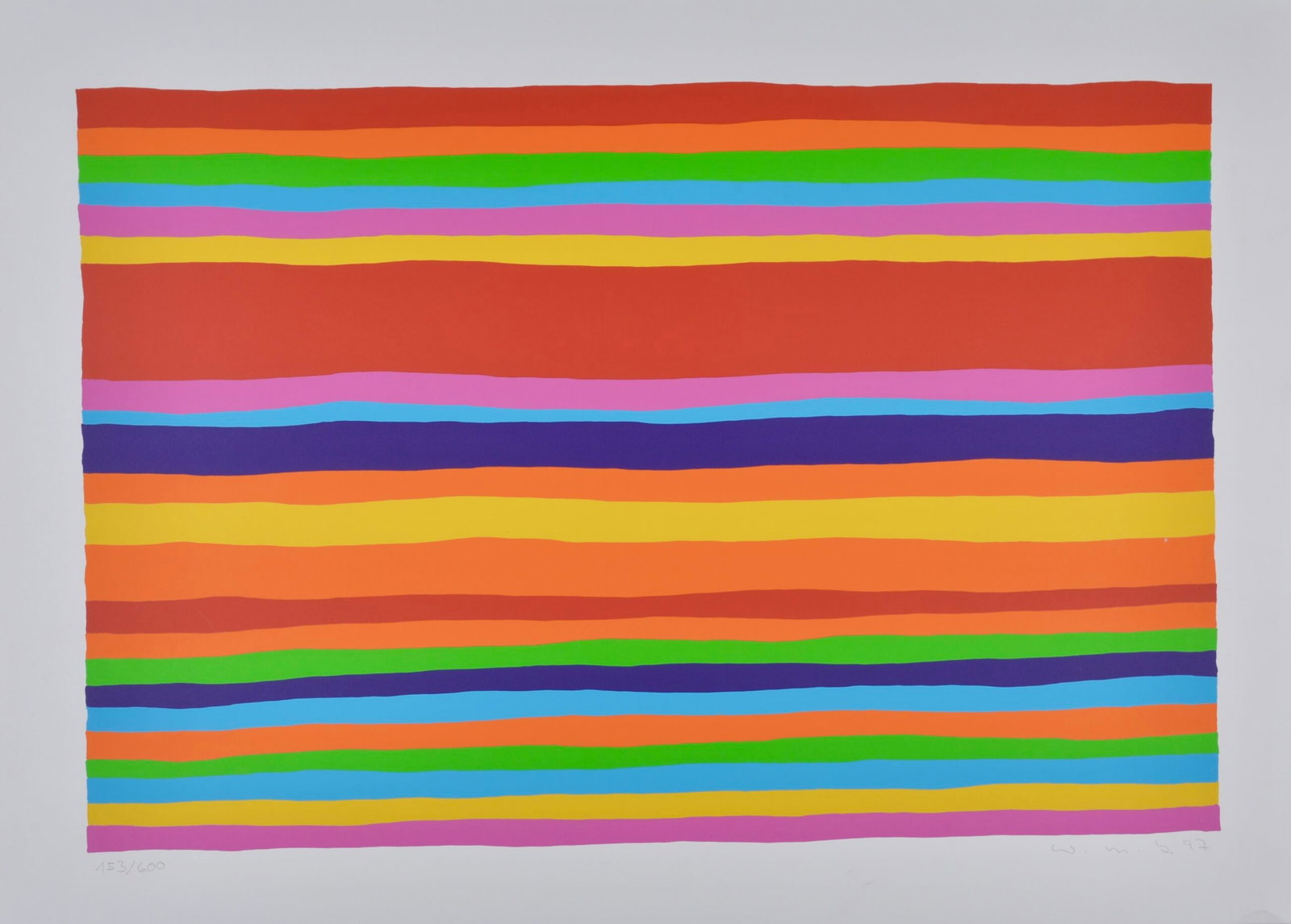Willy Muller-Brittnau : Abstract Composition, 1997: Willy Muller-Brittnau (1938-2003) Abstract Composition, 1997 Color Screen print on paper From the edition of 600 Hand-Signed, dated and numbered 153/600 Dimensions: + Image Size : 40 × 60 cm / 15.75 