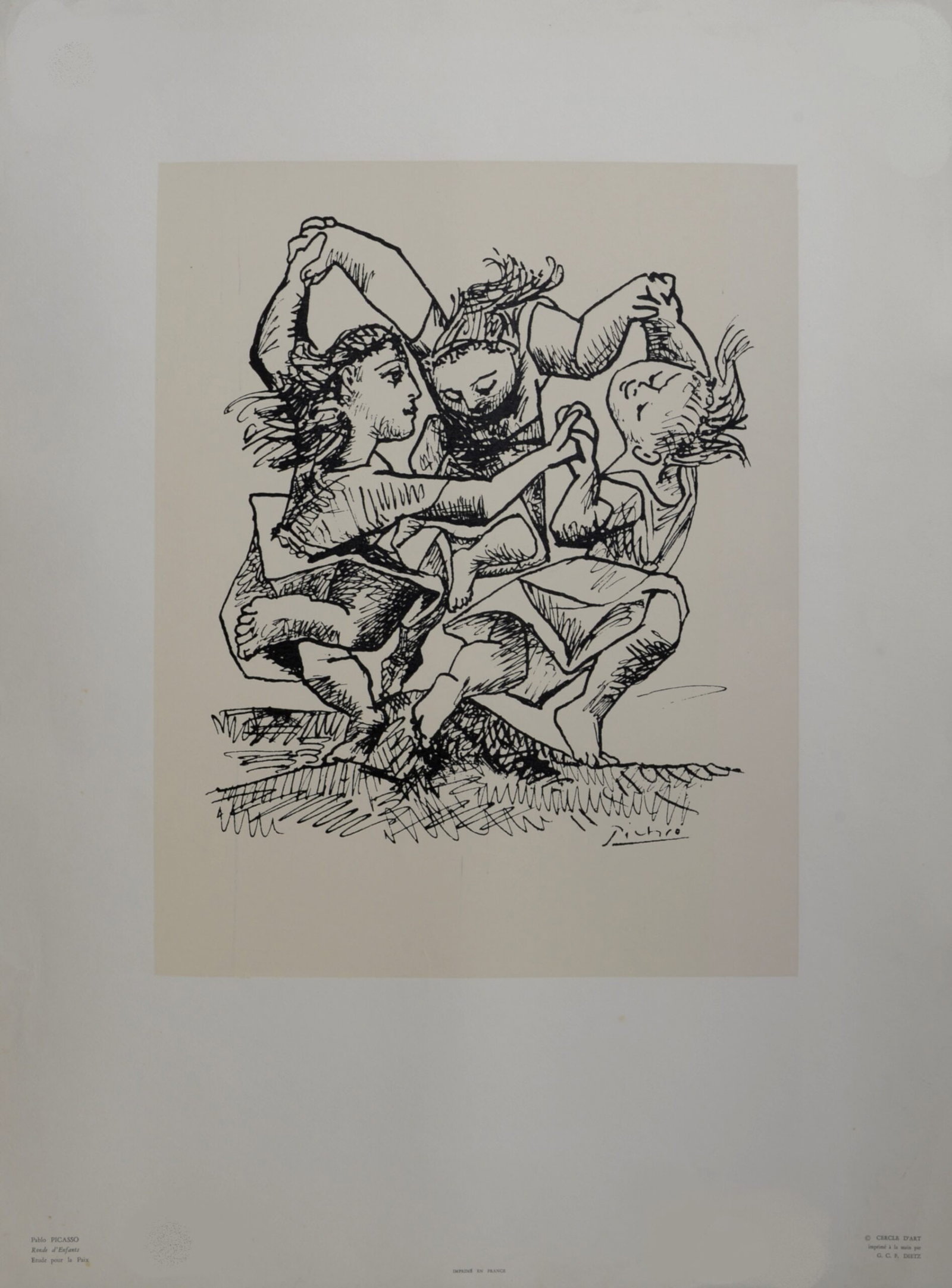Pablo Picasso (After) - Ronde d'Enfants, 1965: Pablo Picasso (1881-1973), after Ronde d'Enfants, 1965 Lithograph in black and white on wove paper. Plate-signed lower right. Inscription at lower right: ‘Cercle d’Art editeur, hand-printed by G.C