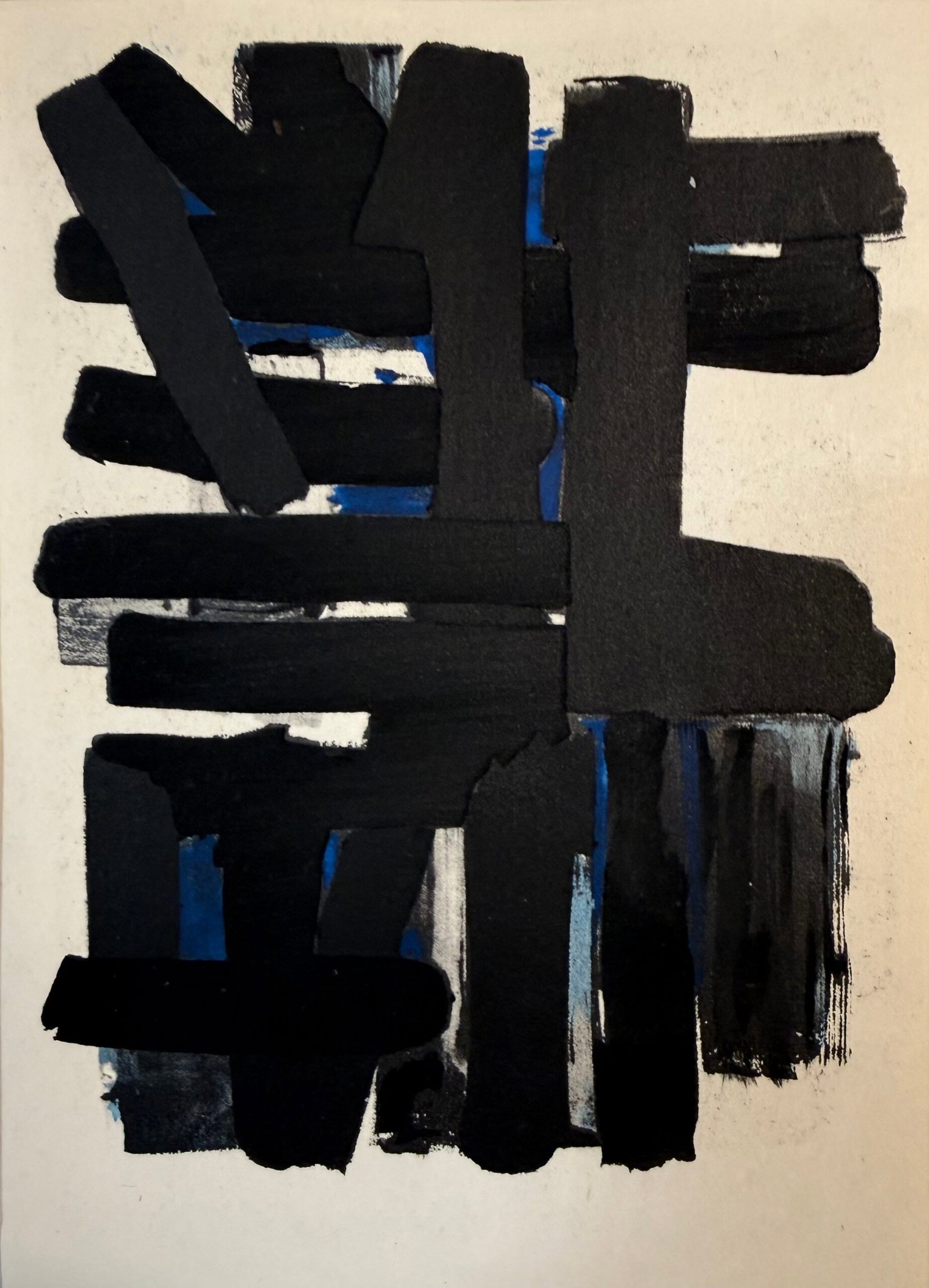 Soulages (After) - Gouaches et gravures (F), 1957 - Framed!: Pierre Soulages (After) Gouaches et gravures (F), 1957 Jacomet process print (Pochoir) on wove paper, after Pierre Soulages' gouache. Framed! Edition of 1500. Dimensions: + Size of the frame: 29,5 x 2
