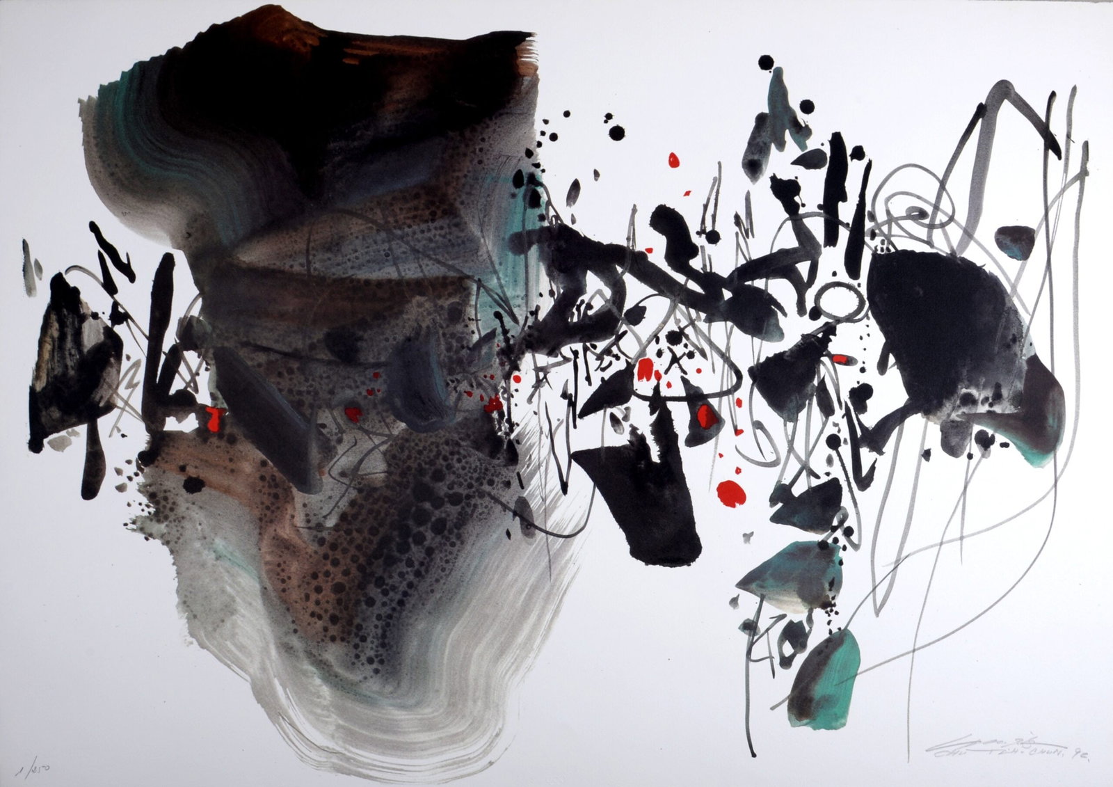 Chu Teh-Chun : Composition, 1992 - Hand-signed (1 of 7)