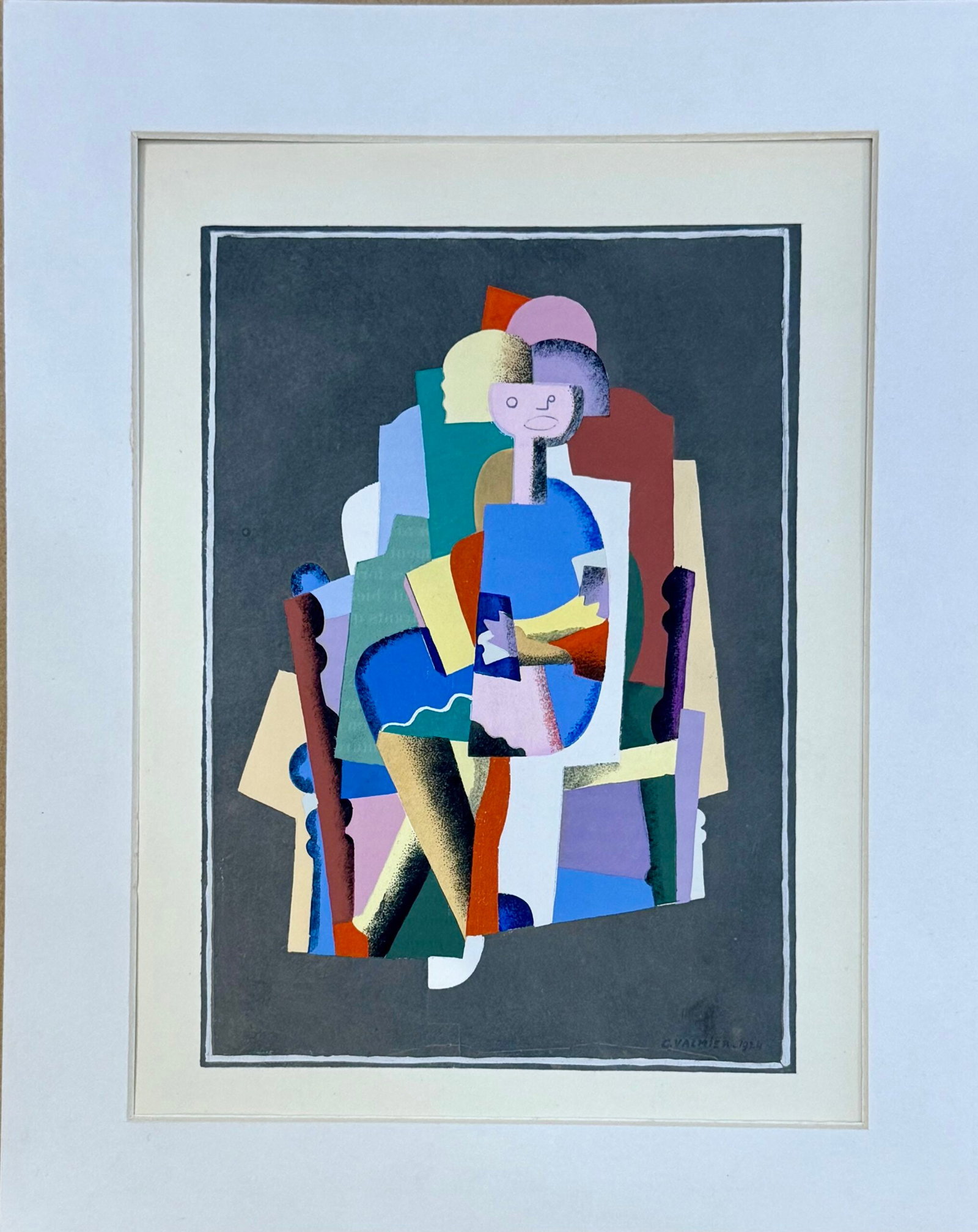 Georges Valmier (After) - Composition cubiste, 1929: Georges Valmier (After) Composition cubiste, 1929 Jacomet process print (pochoir) on velin paper, after Valmier’s Aquarelle, published in L’Art Cubiste, 1929. Dimensions: Sheet size: 17 x 20 cm -