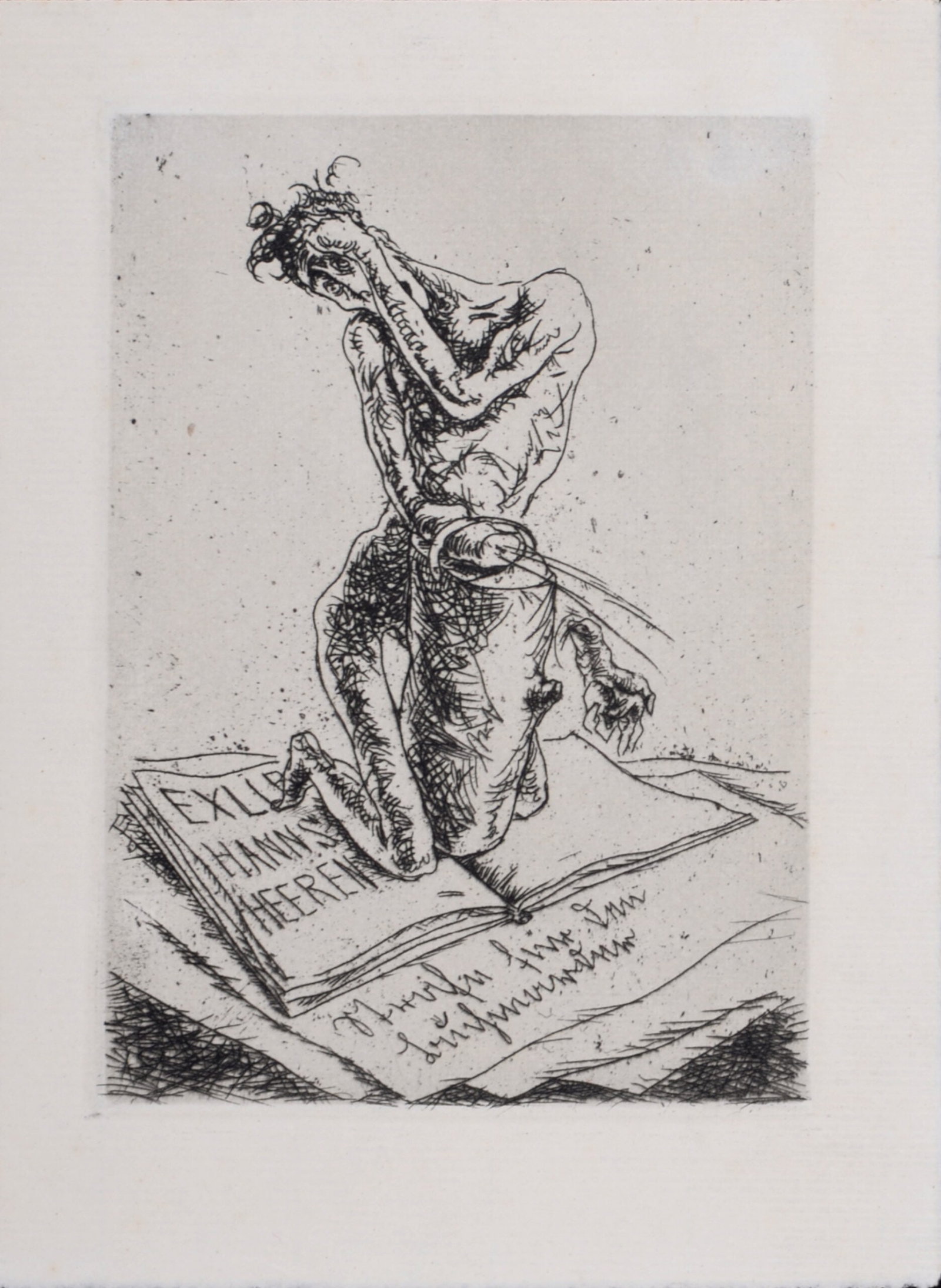 Willi Geiger - Ex Libris Hanns Heeren: Willi Geiger (1878-1971) Ex Libris Hanns Heeren Etching on Verge paper. Ex Libris. Dimensions: + Size of the sheet: 17 x 12,5 cm / 6,6 x 4,9 in. + Size of the image: 13 x 9,5 cm / 5,1 x 3,7 in. Shippi
