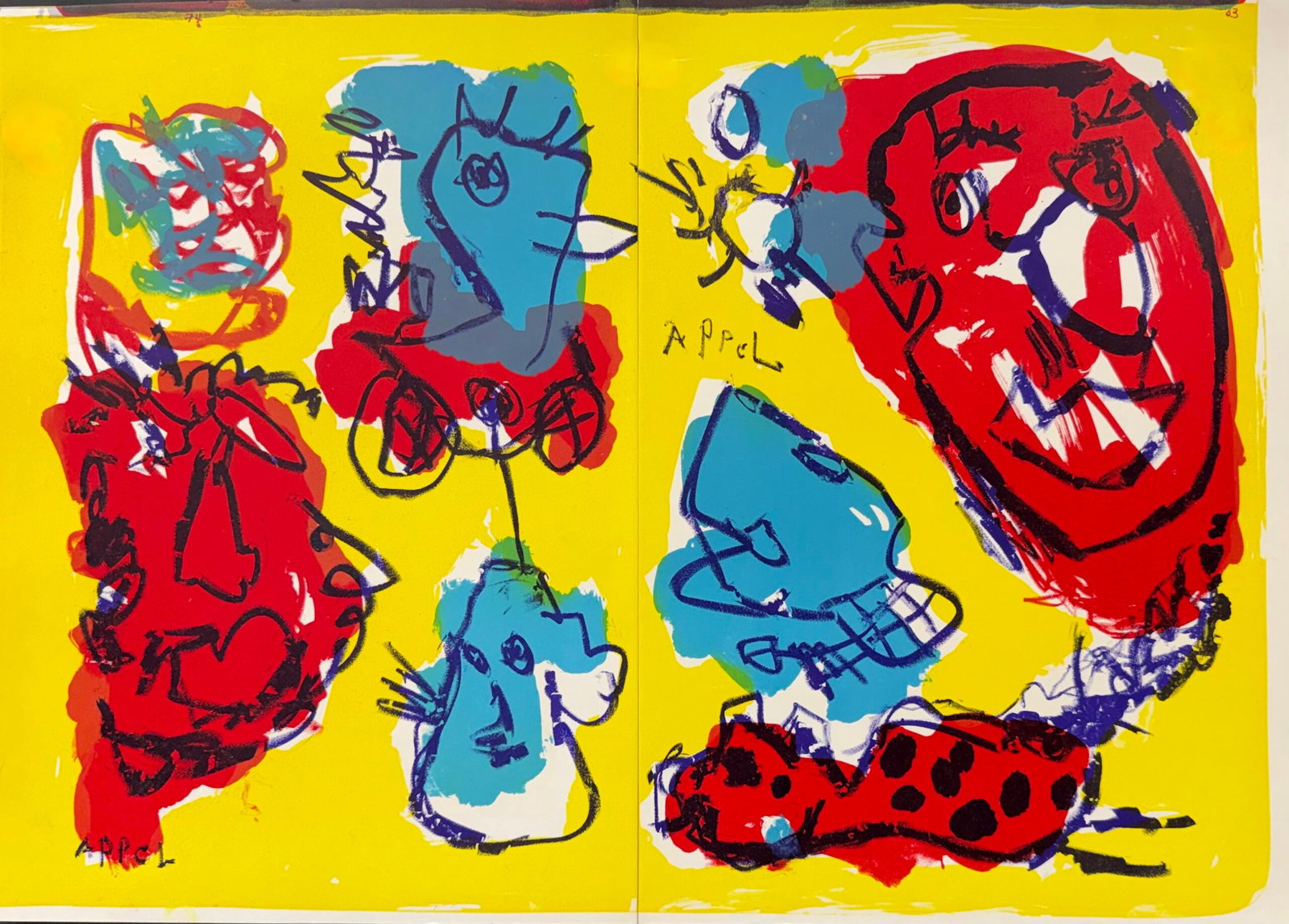 Karel Appel : Untitled, One Cent Life, 1964: Karel Appel Untitled, 1964 Original Lithograph in colors paper from unbound portfolio Plate signed. Dimensions : + Size of the sheet : 41 x 58 cm / 16 x 22 in. Issued from the famous "One Cent Life" p
