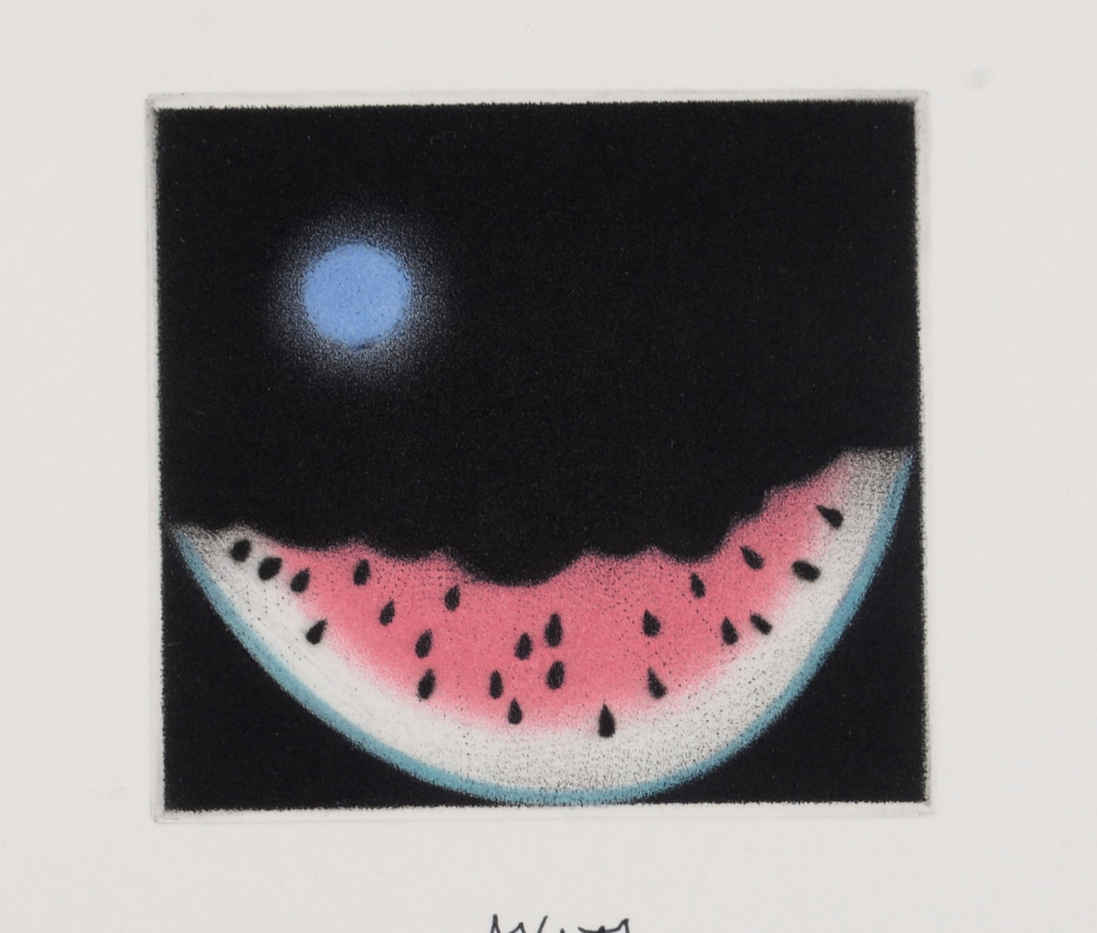 Mario Avati : Greeting card, 1993: Mario Avati (1921-2009) Greeting card, 1993 Mezzotint print on greeting card. Hand-signed Dedicated in pencil on the bottom. Dimensions: + Size of the card : 15,5 x 11 cm / 6,1 x 4,3 in. + Size of the