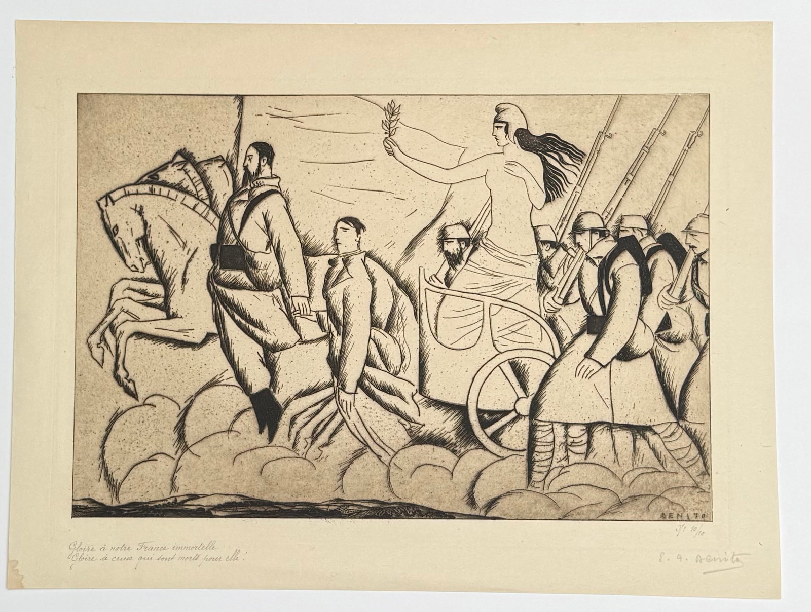 Edouard Benito : Gloire a notre France, 1915 (Hand Signed) (1 of 2)