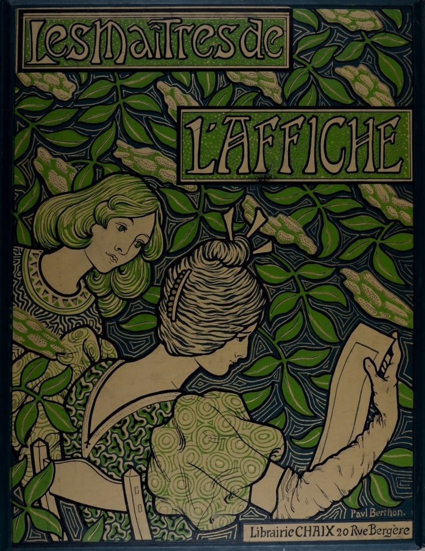 Paul Berthon - Les Maitres de l’Affiche, 1898 - Original Lithograph Cover: Paul Berthon (1872-1909) Les Maitres de l’Affiche, 1898 #1A08736 Original embossed lithograph cover from the renowned series “Les Maitres de l’Affiche” (The Masters of the Poster), enhance