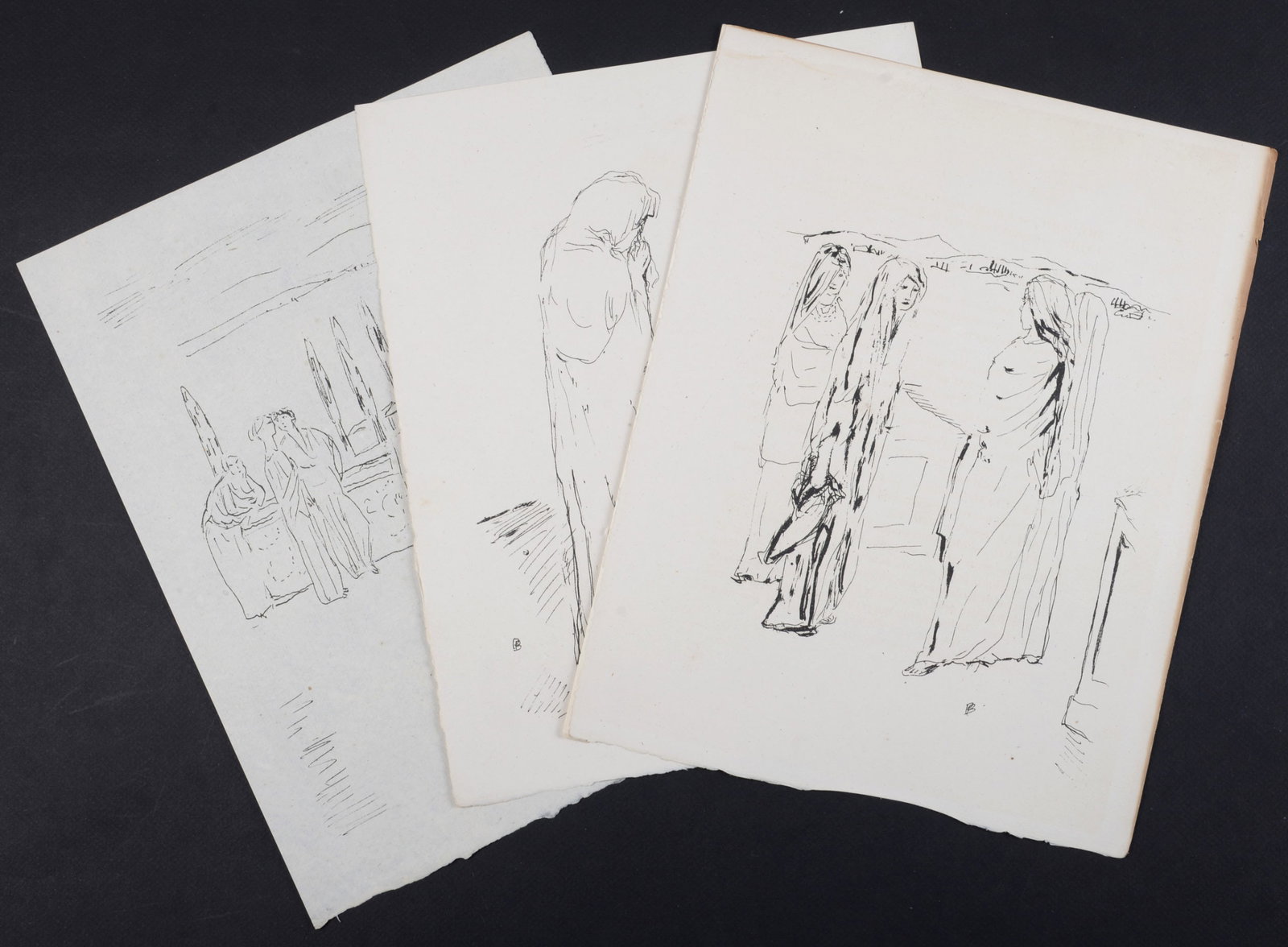Pierre Bonnard - La Vie de Sainte Monique #10, 1930 - Set of 3 lithographs: Pierre Bonnard (1867-1947) La Vie de Sainte Monique, 1930 Set of 3 lithographs on Verge paper. One of the 50 copies initialed on the stone on hand-made Verge paper, out of a total edition of 344. Dime