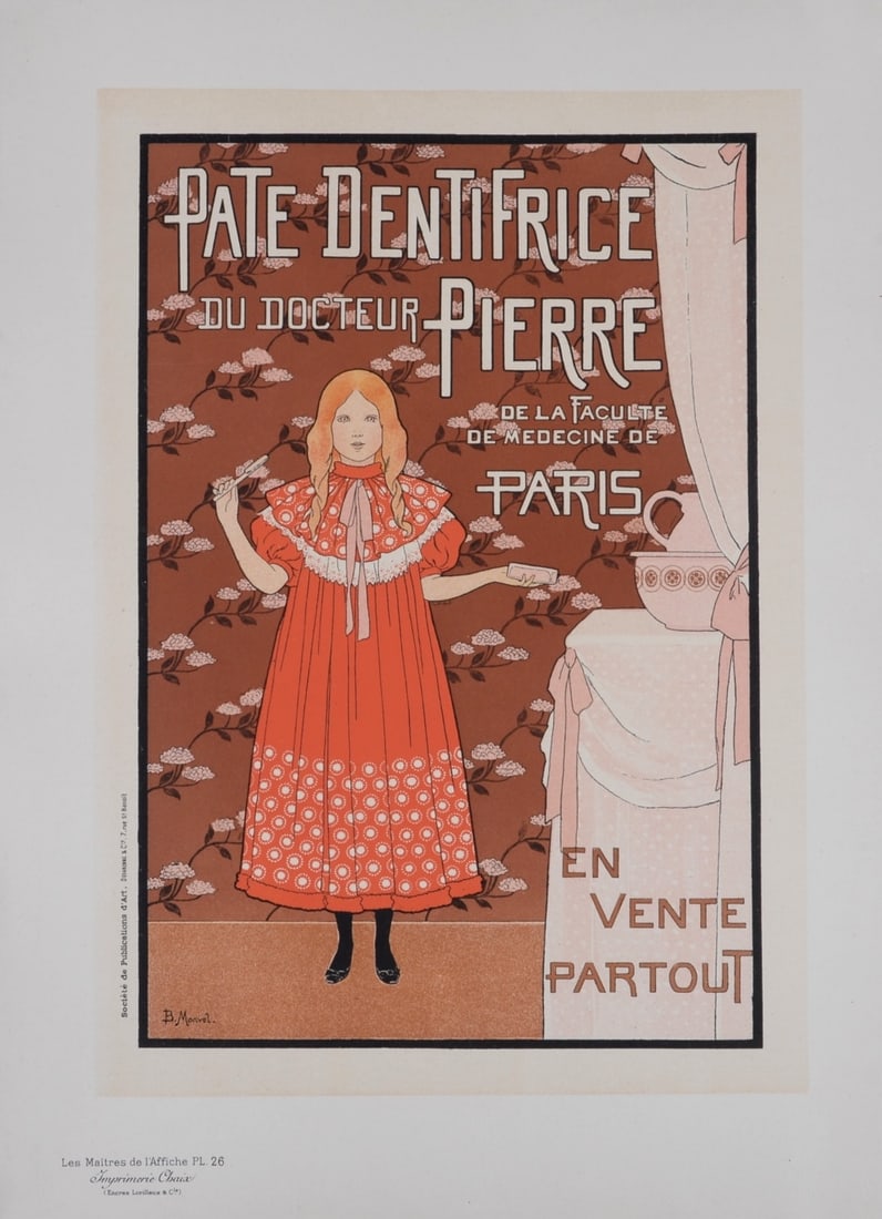 Boutet De Monvel : Les Maitres de l'Affiche - Pate Dentifrice du Docteur Pierre, 1896: Boutet De Monvel (1851-1913) Pate Dentifrice du Docteur Pierre, 1896 Les Maitres de L’Affiche : PL. 26 Lithograph on wove paper. Signed on the plate lower right margin. Dimensions : + Size of the sh