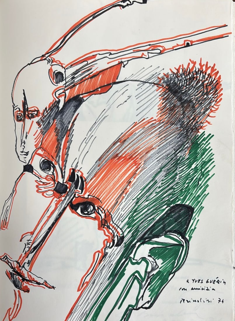 Remo Brindisi : Volti (Faces), 1974 (Coloured felt-tip pens) (1 of 1)
