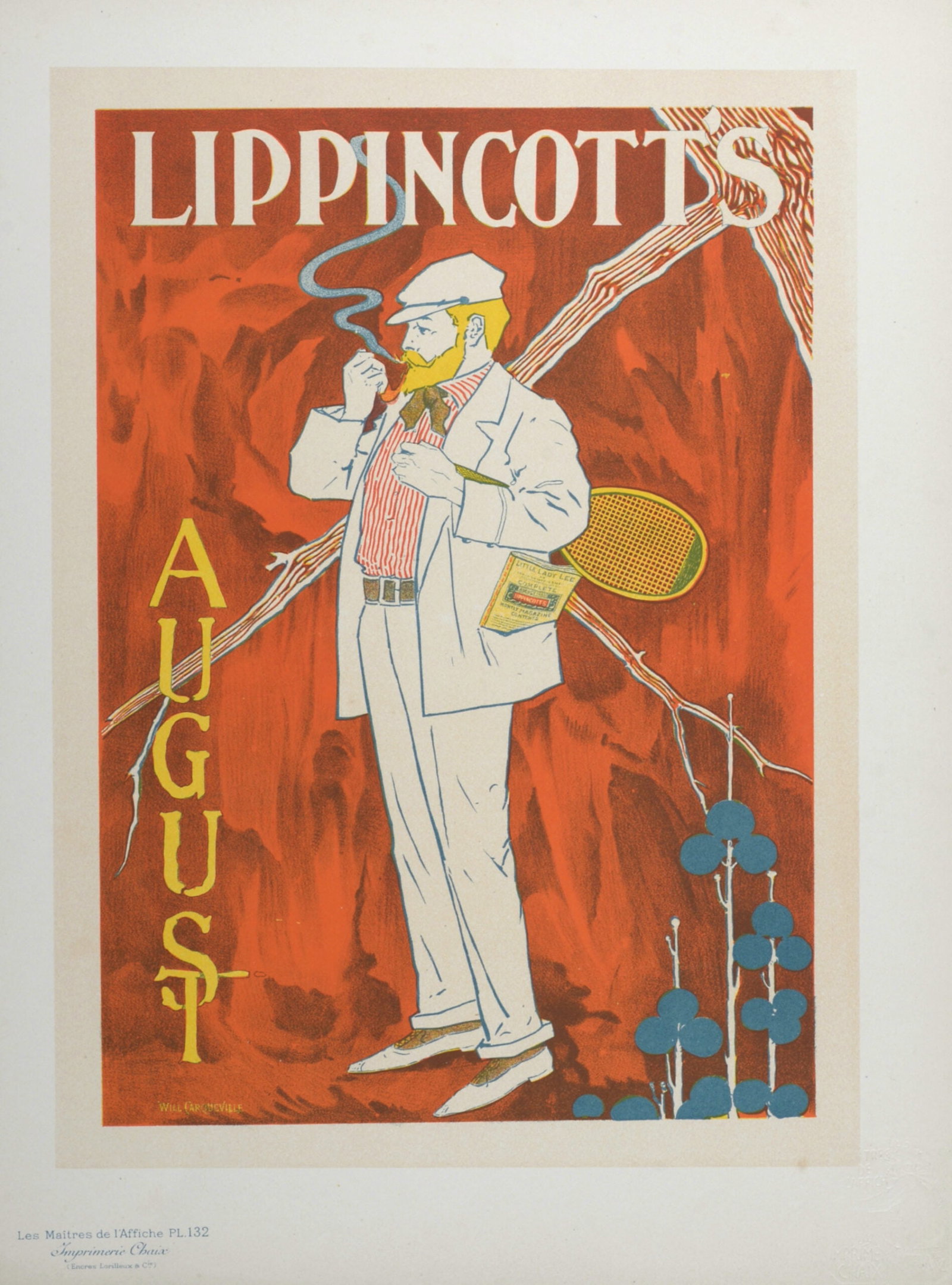 Wm. Carqueville : Les Maitres de L’Affiche - Lippincott's Magazine, 1898: Wm. Carqueville (1871-1946) Lippincott's Magazine, 1898 Les Maitres de L’Affiche : PL. 132 Lithograph on wove paper. Signed on the plate lower right margin. Dimensions : + Size of the sheet : 39,4 x
