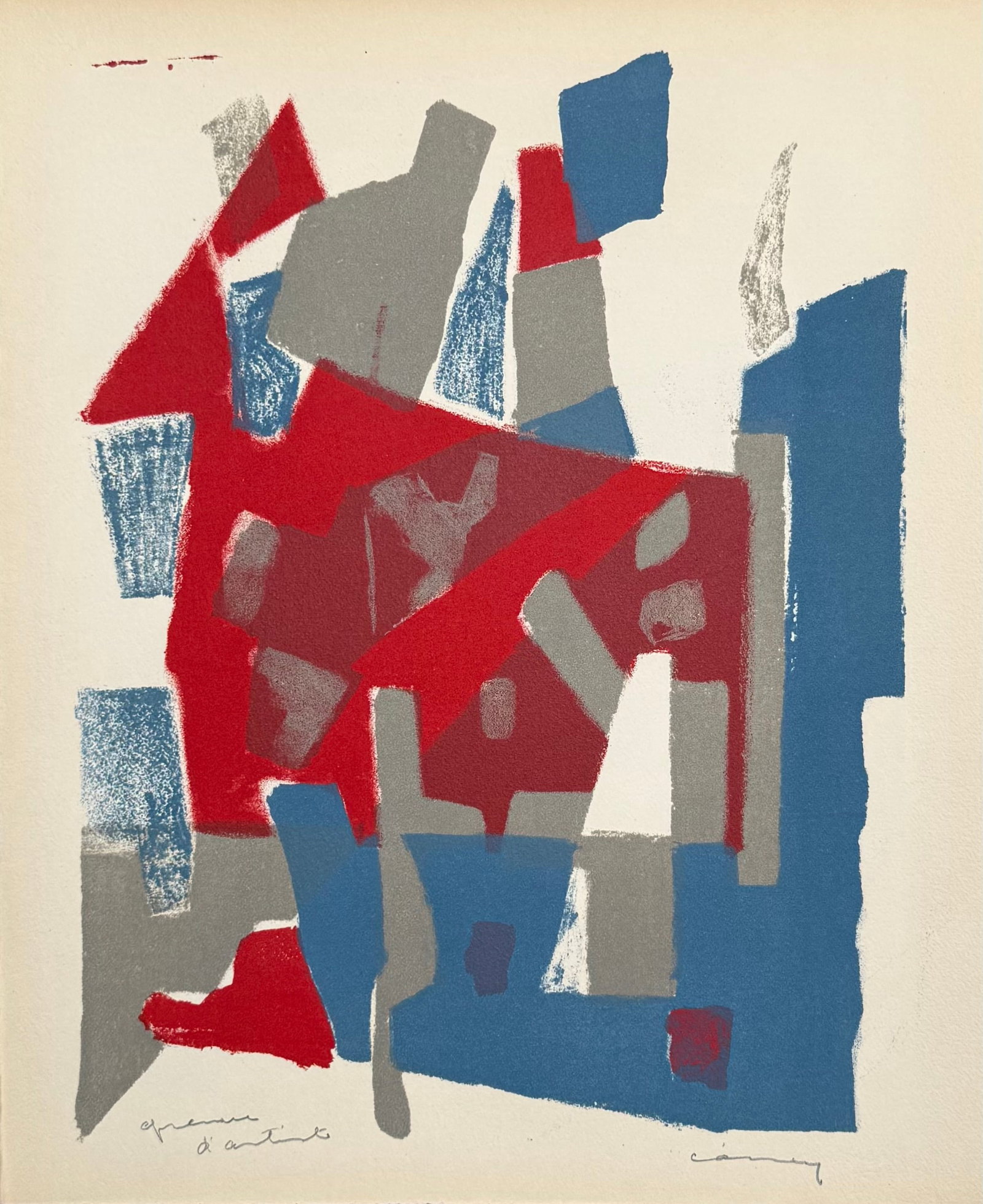 Georges Carrey : Abstract Composition, 1953 - Hand-signed (1 of 3)