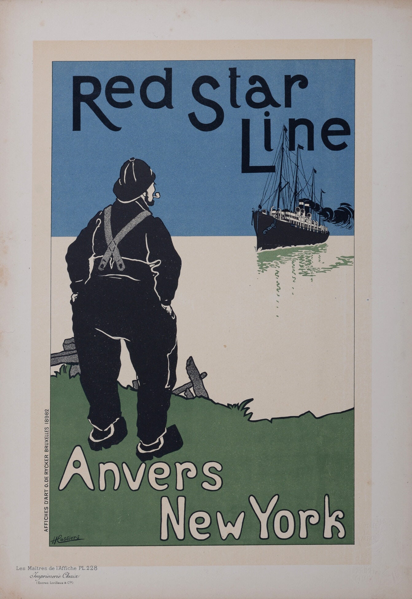 Henrick Cassiers - Les Maitres de L’Affiche : Red Star Line, 1900: Henrick Cassiers (1858-1944) Red Star Line, 1900 Les Maitres de l'Affiche : Plate 228 Lithograph on wove paper. Plate-signed lower left Dimensions : + Size of the sheet : approximately 40 x 29 cm / 17