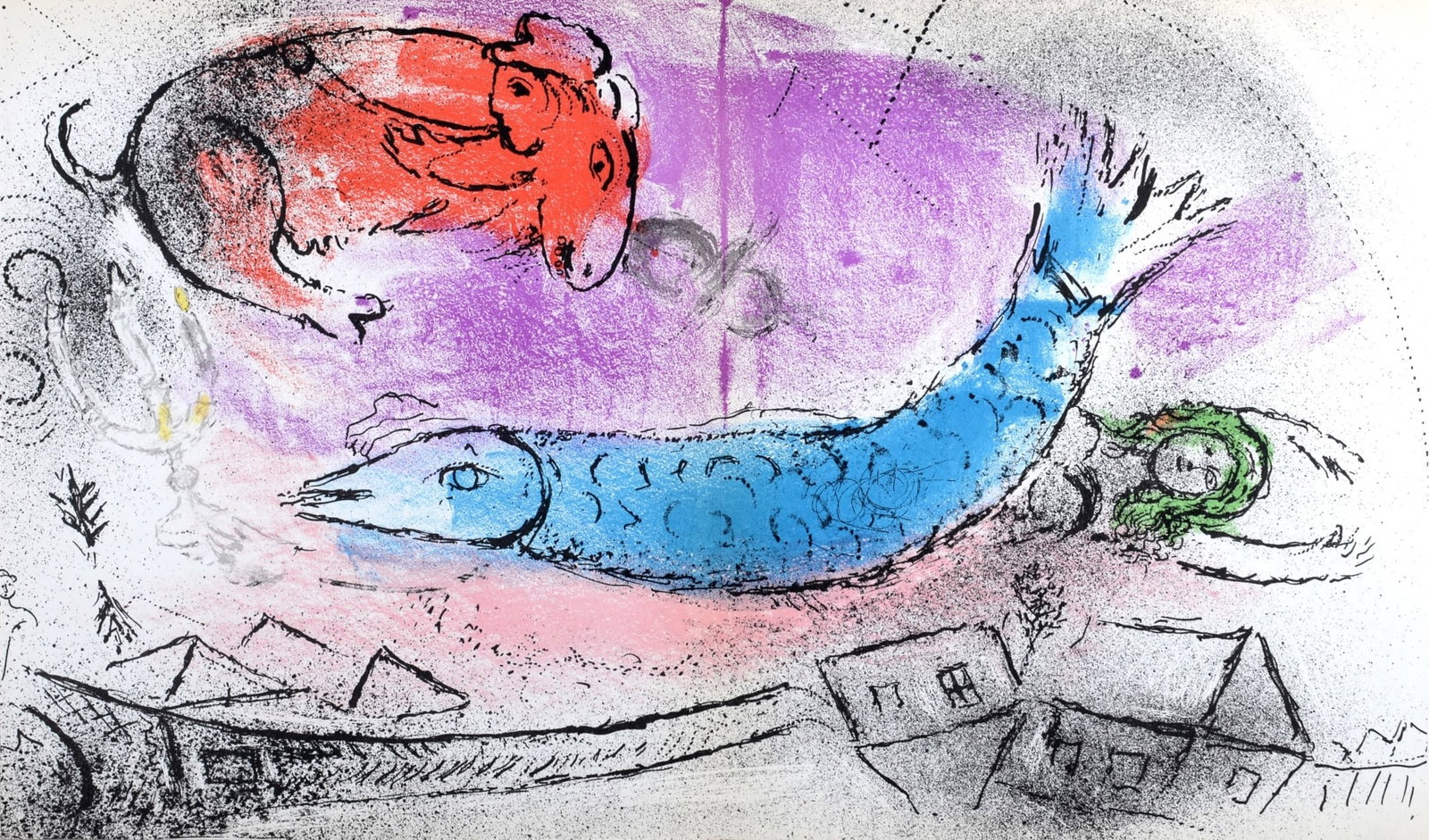 Marc Chagall (1887-1985) : Le Poisson Bleu, 1957 (1 of 4)