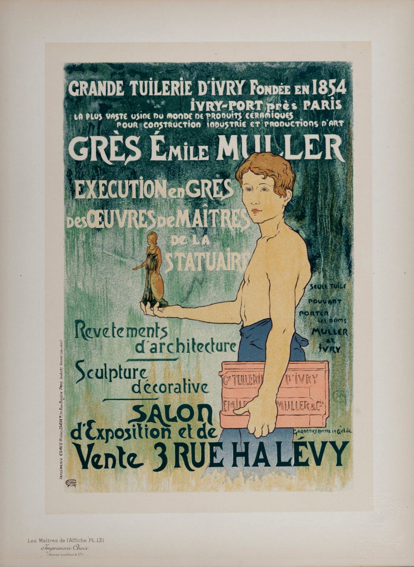 Alex Charpentier : Les Maitres de L’Affiche - Grande Tuilerie d'Ivry, 1898: Alex Charpentier (1856-1909) Grande Tuilerie d'Ivry, 1898 Les Maitres de L’Affiche : PL. 131 Lithograph on wove paper. Signed on the plate lower right margin. Dimensions : + Size of the sheet : 39,4