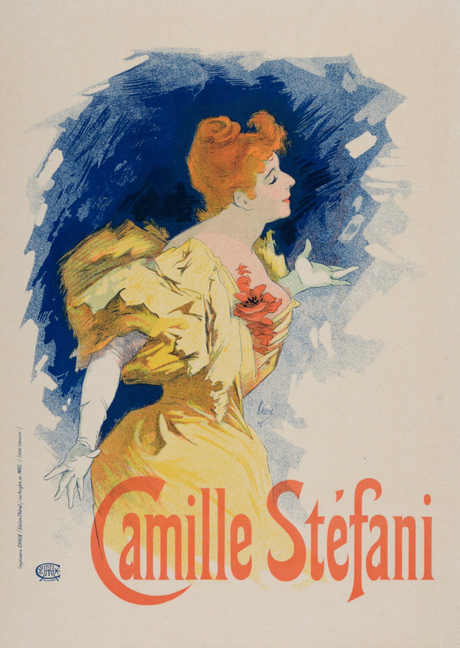 Jules Cheret - Les Maitres de l'Affiche : Camille Stefani, 1897: Jules Cheret (1836-1932) Camille Stefani, 1897 Lithograph on wove paper. Plate #93 Signed on the plate lower margin. Blind stamp "Les Maitres de l'Affiche, Imprimerie Chaix" on the bottom right corner