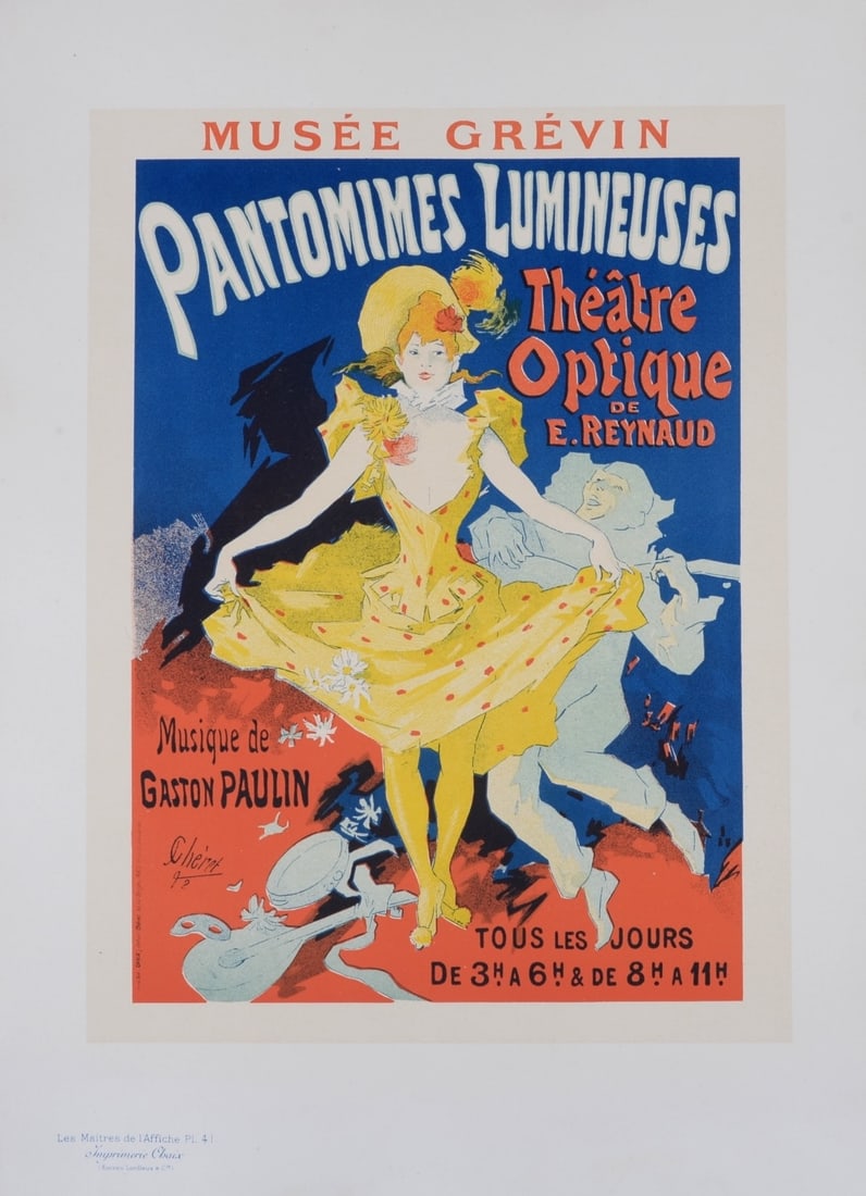 Jules Cheret : Les Maitres de l'Affiche - Pantomimes Lumineuses, 1896: Jules Cheret (1836-1932) Pantomimes Lumineuses, 1896 Lithograph on Japan paper. Signed on the plate lower left. Plate #41 Blind stamp "Les Maitres de l'Affiche, Imprimerie Chaix" on the bottom right c