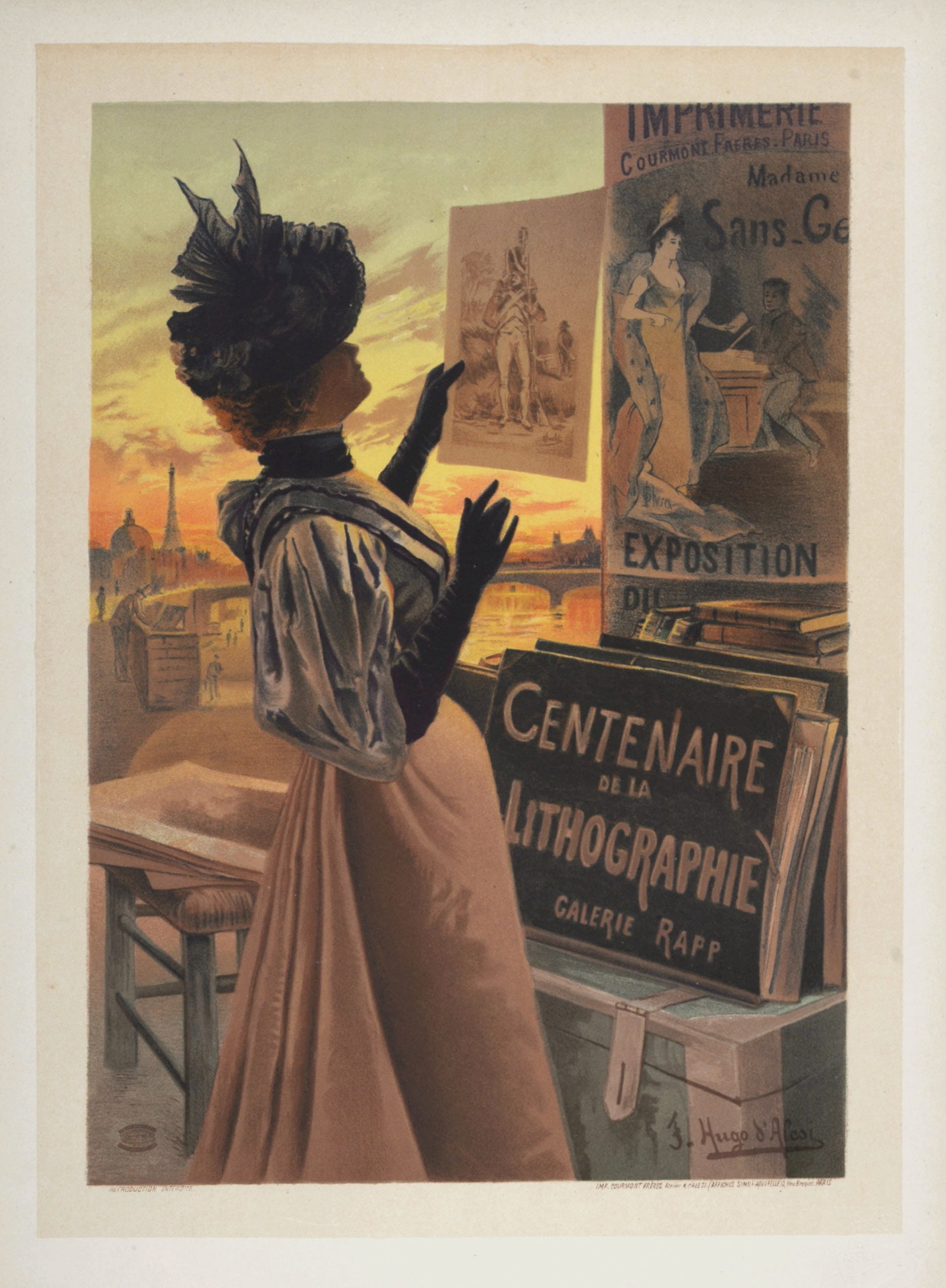 Hugo D'Alesi : Les Maitres de l'Affiche - Centenaire de la Lithographie, 1897: F. Hugo D'Alesi (1849-1906) Centenaire de la Lithographie, 1897 Les Maitres de L’Affiche : PL. 66 Lithograph on wove paper. Signed on the plate lower right margin. Dimensions : + Size of the sheet :