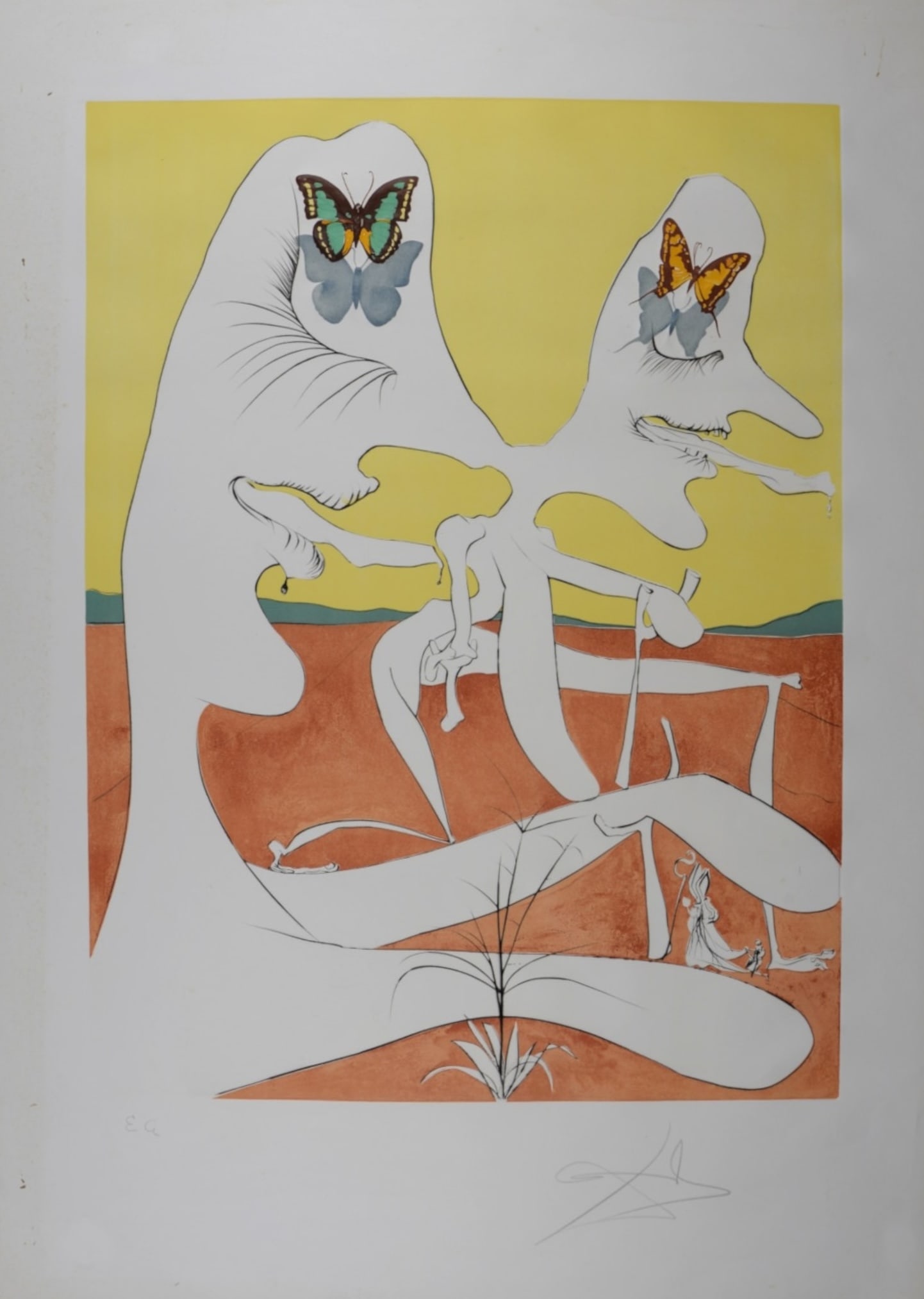 Salvador Dali (1904-1989) : Papillons de l'anti-matiere, 1974: Salvador Dali (1904-1989) Papillons de l'anti-matiere, 1974 Drypoint, etching, and color lithograph with embossing on Rives BFK wove paper. Hand-signed in pencil in the lower right margin. Inscribed "